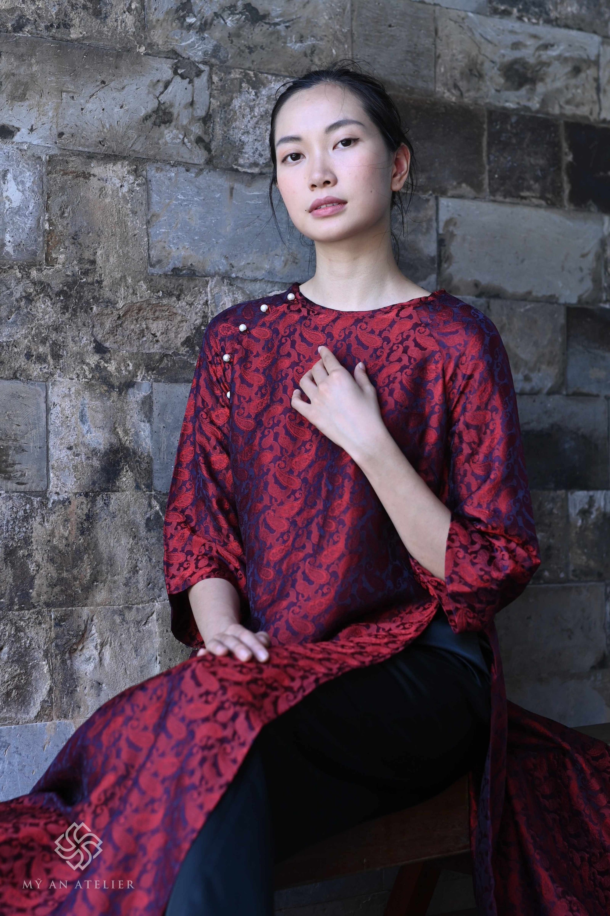Mulberry silk Vietnamese modern ao dai