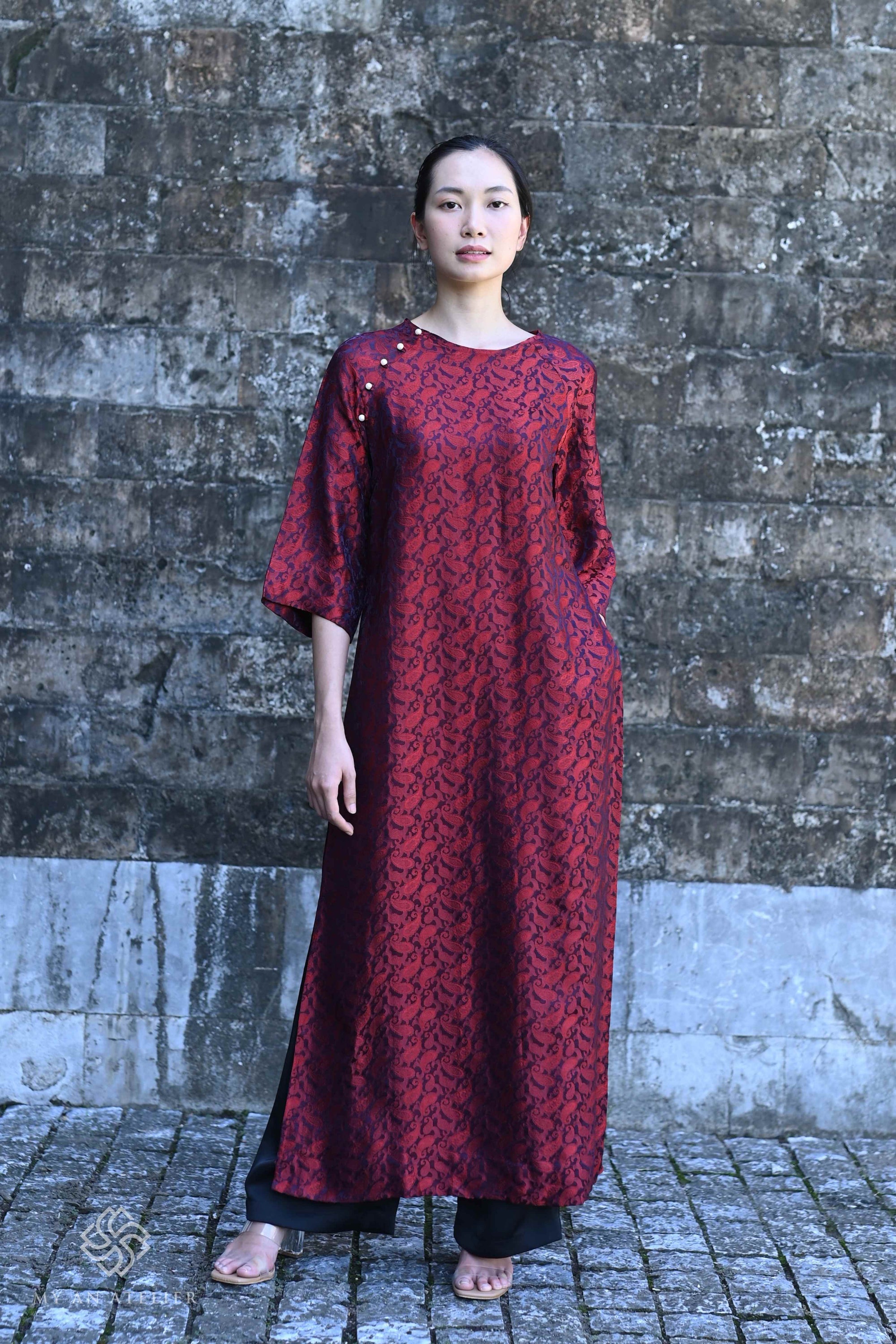 Mulberry silk Vietnamese modern ao dai