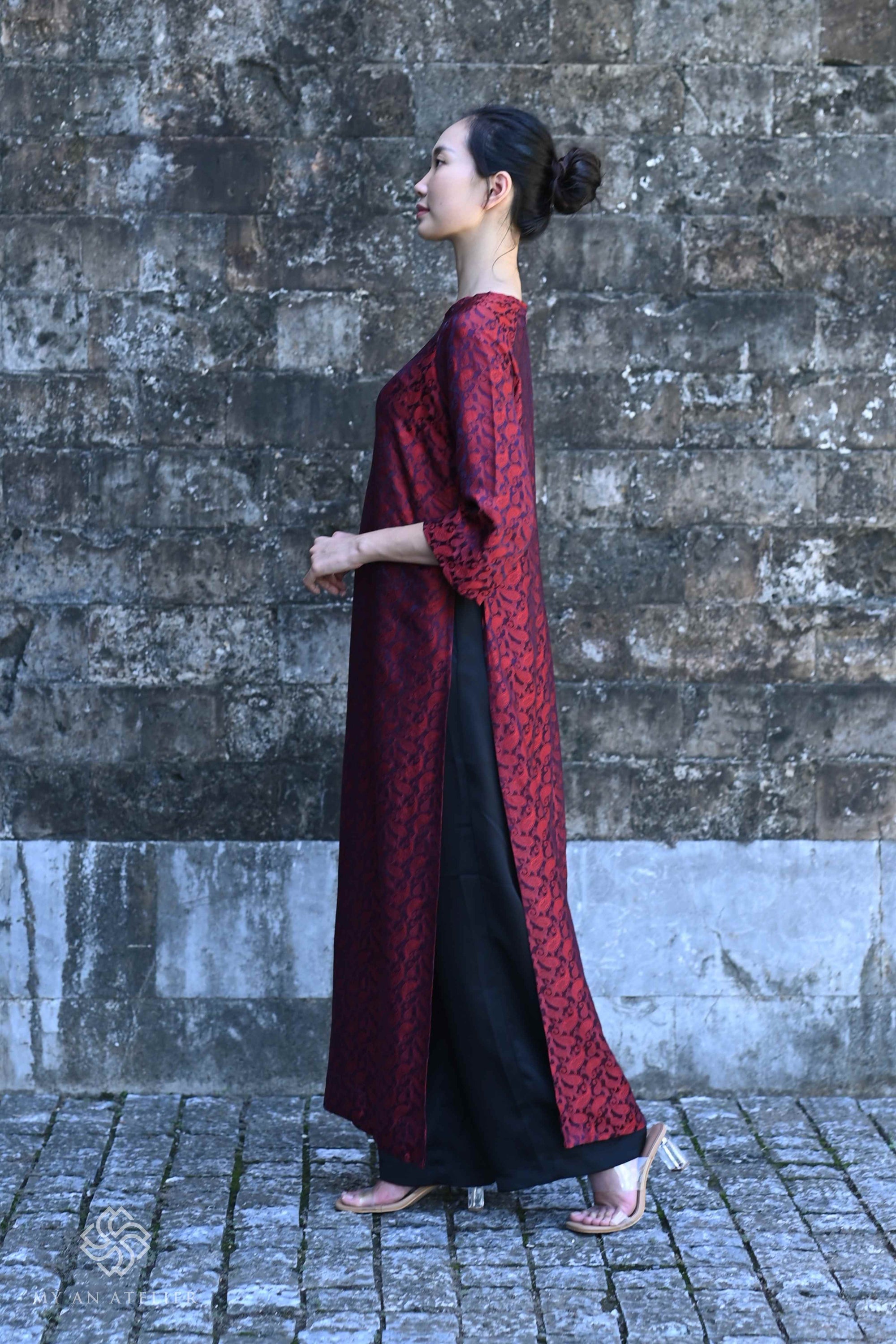 Mulberry silk Vietnamese modern ao dai