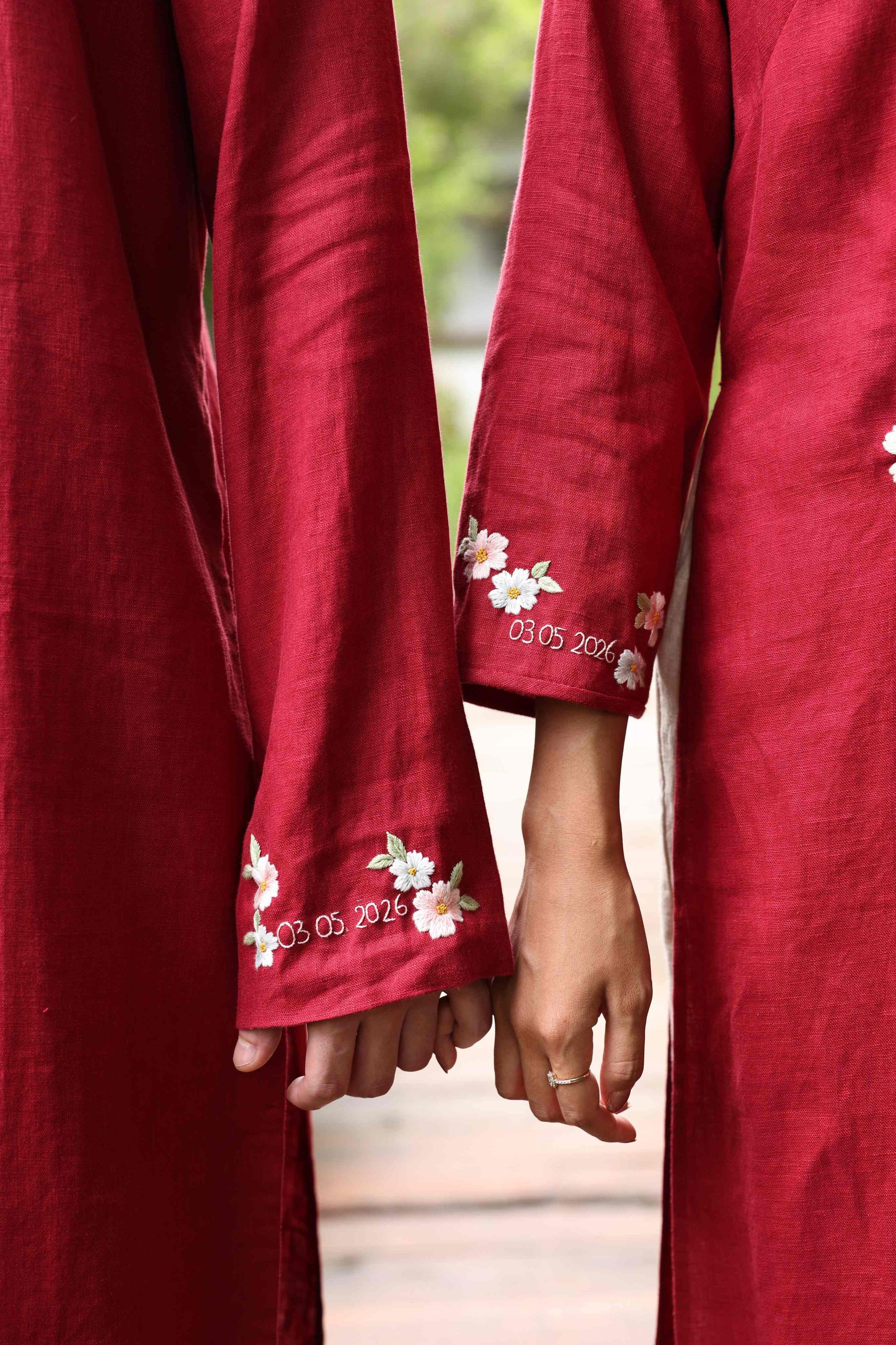 Red ao dai for bride and groom
