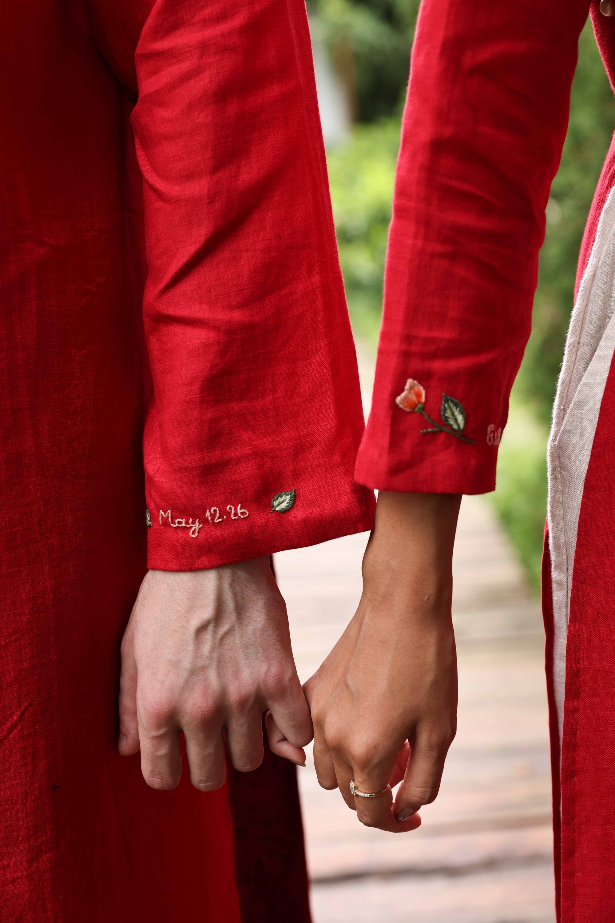 Red linen ao dai wedding dress