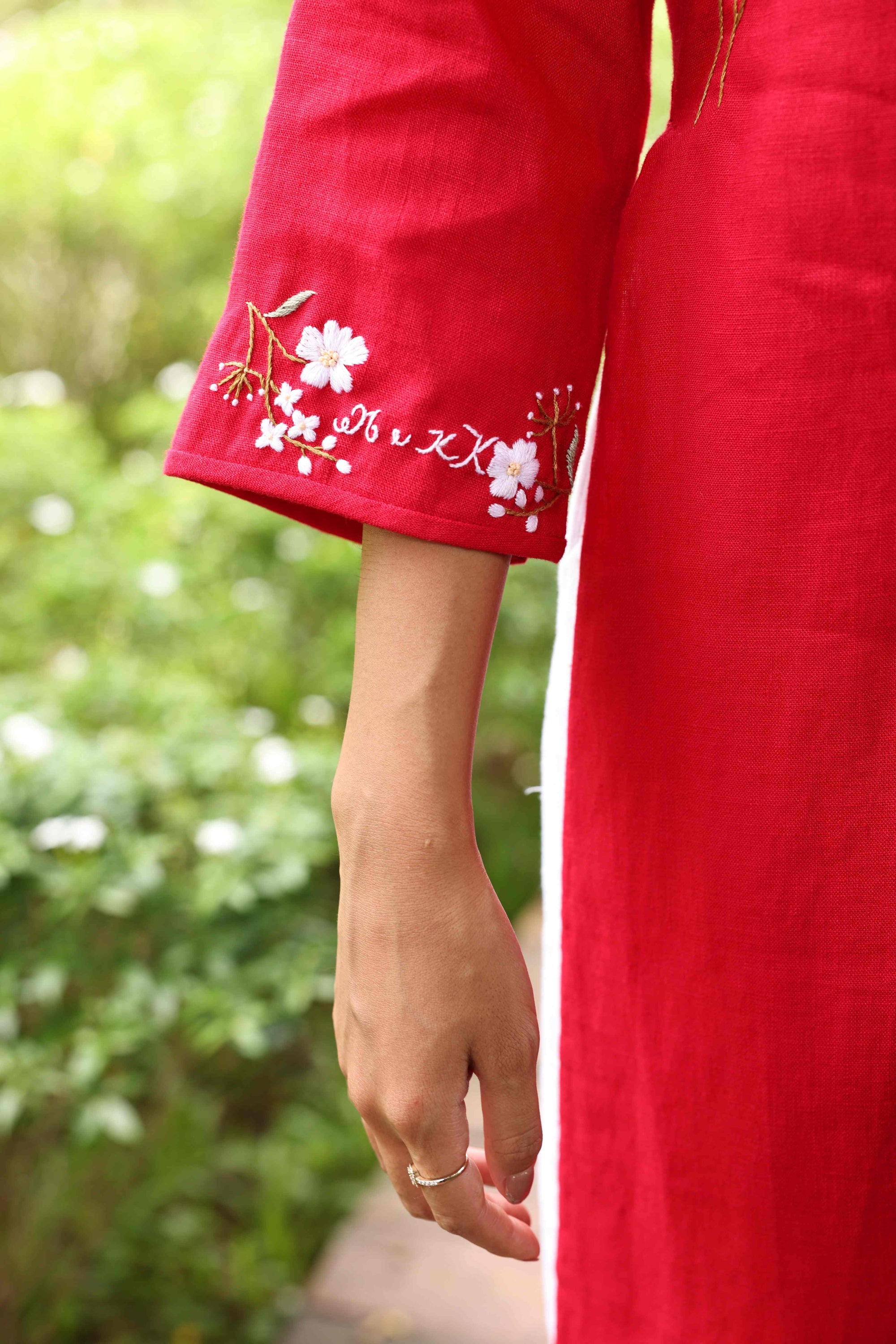 Red Vietnamese wedding ao dai set