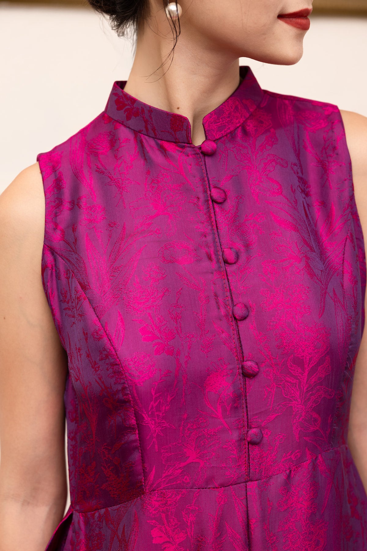 sleeveless modern silk ao dai dress