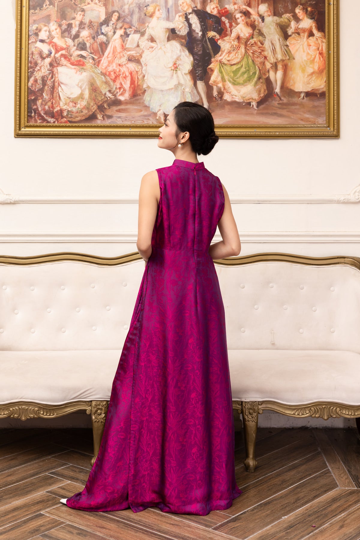 sleeveless modern silk ao dai dress