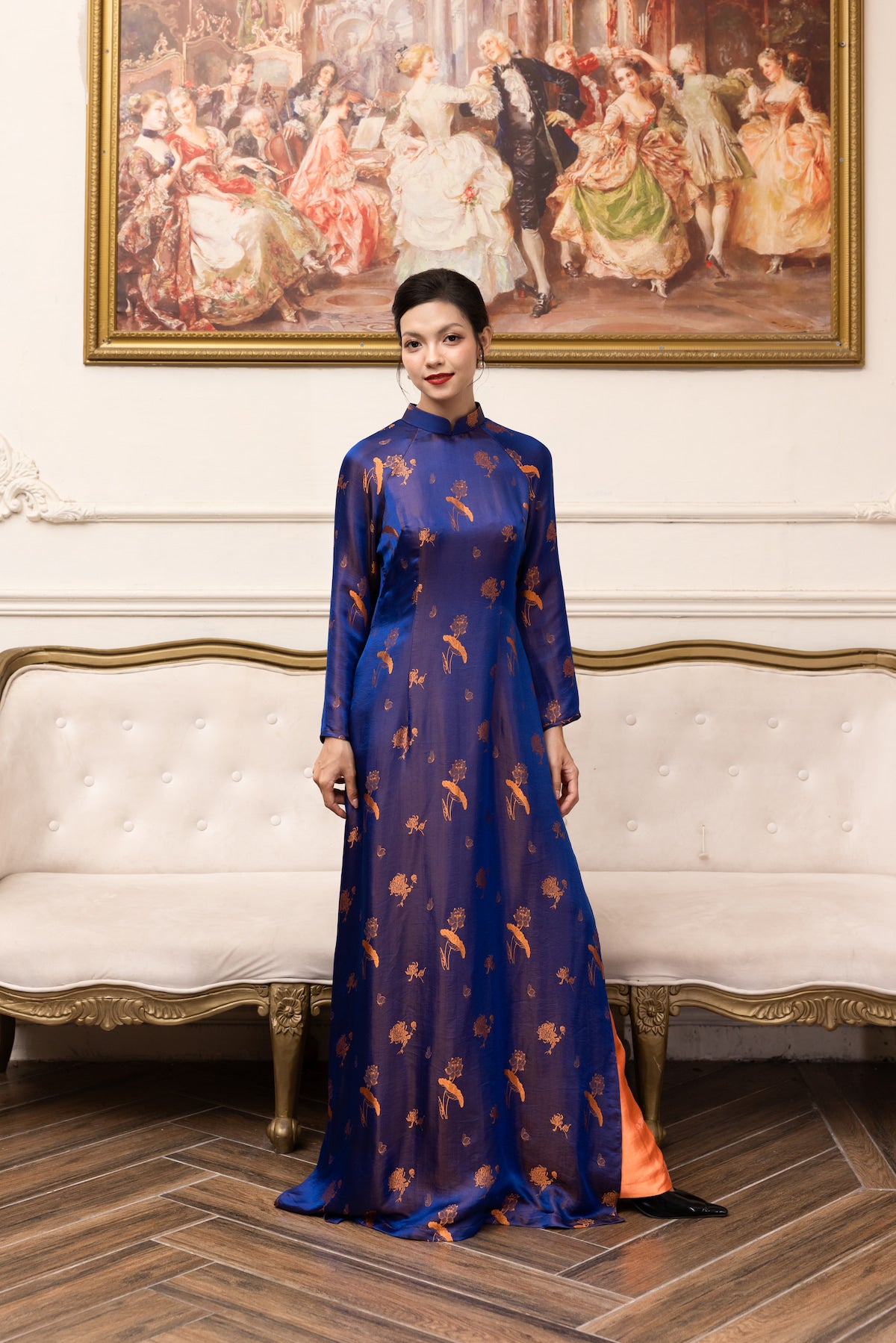 vietnamese blue silk tunic