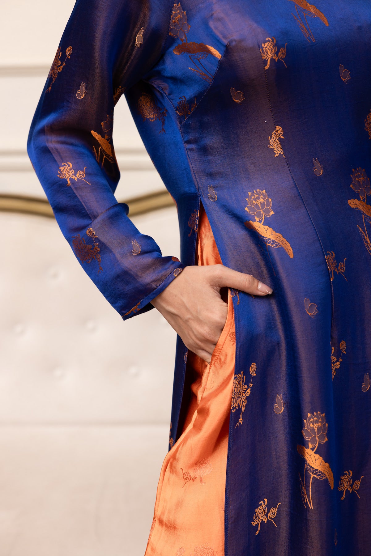 vietnamese blue silk tunic