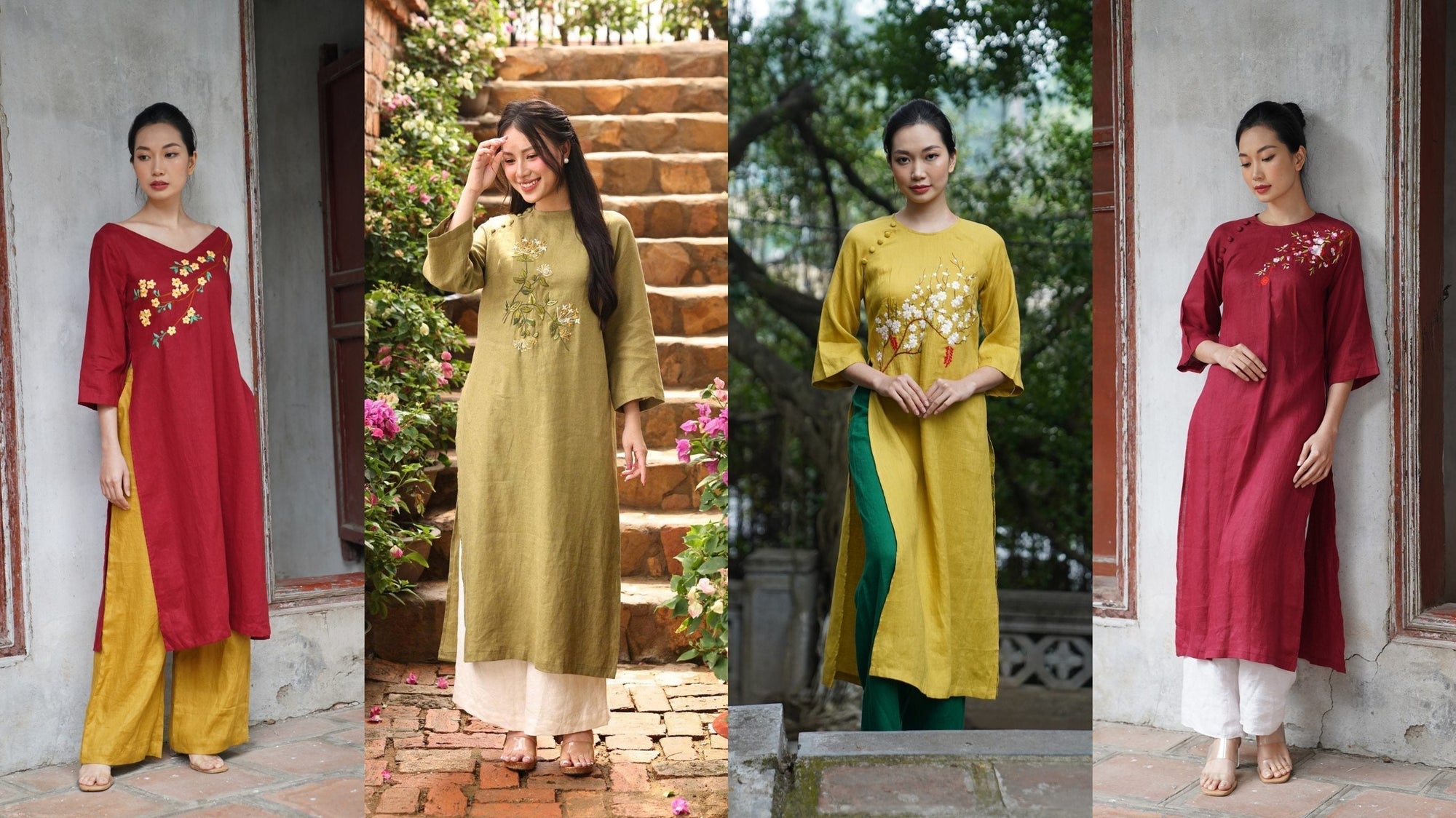 Best 7 linen Vietnamese dresses for Tet
