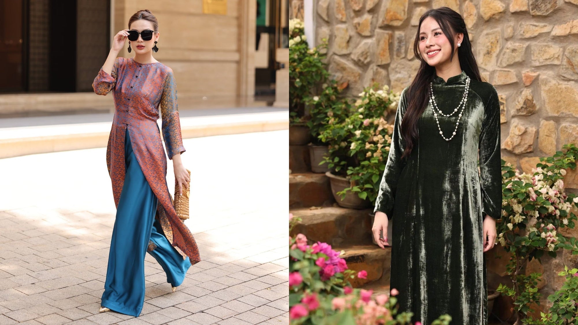 Silk vs. velvet ao dai