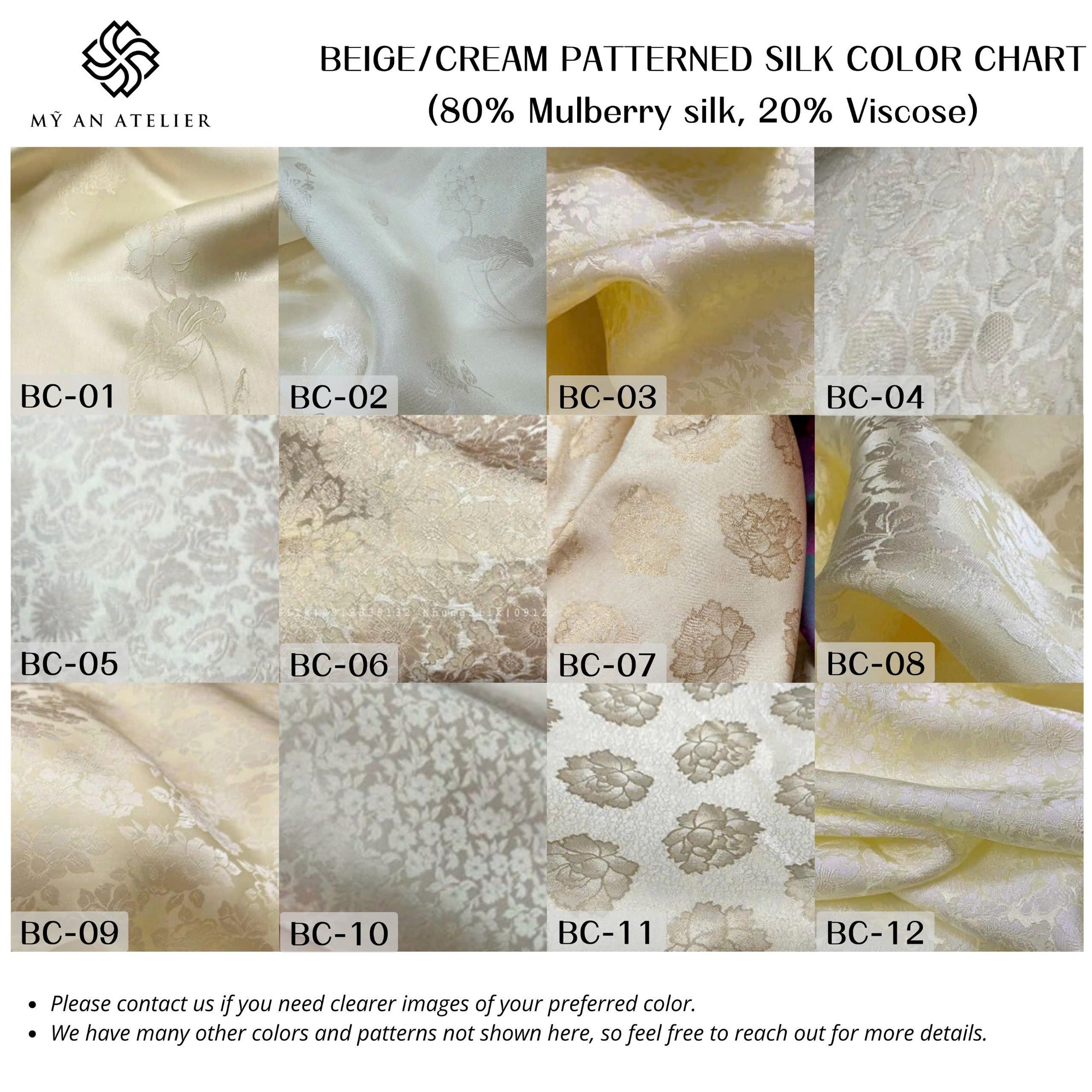 Beige cream patterned mulberry silk