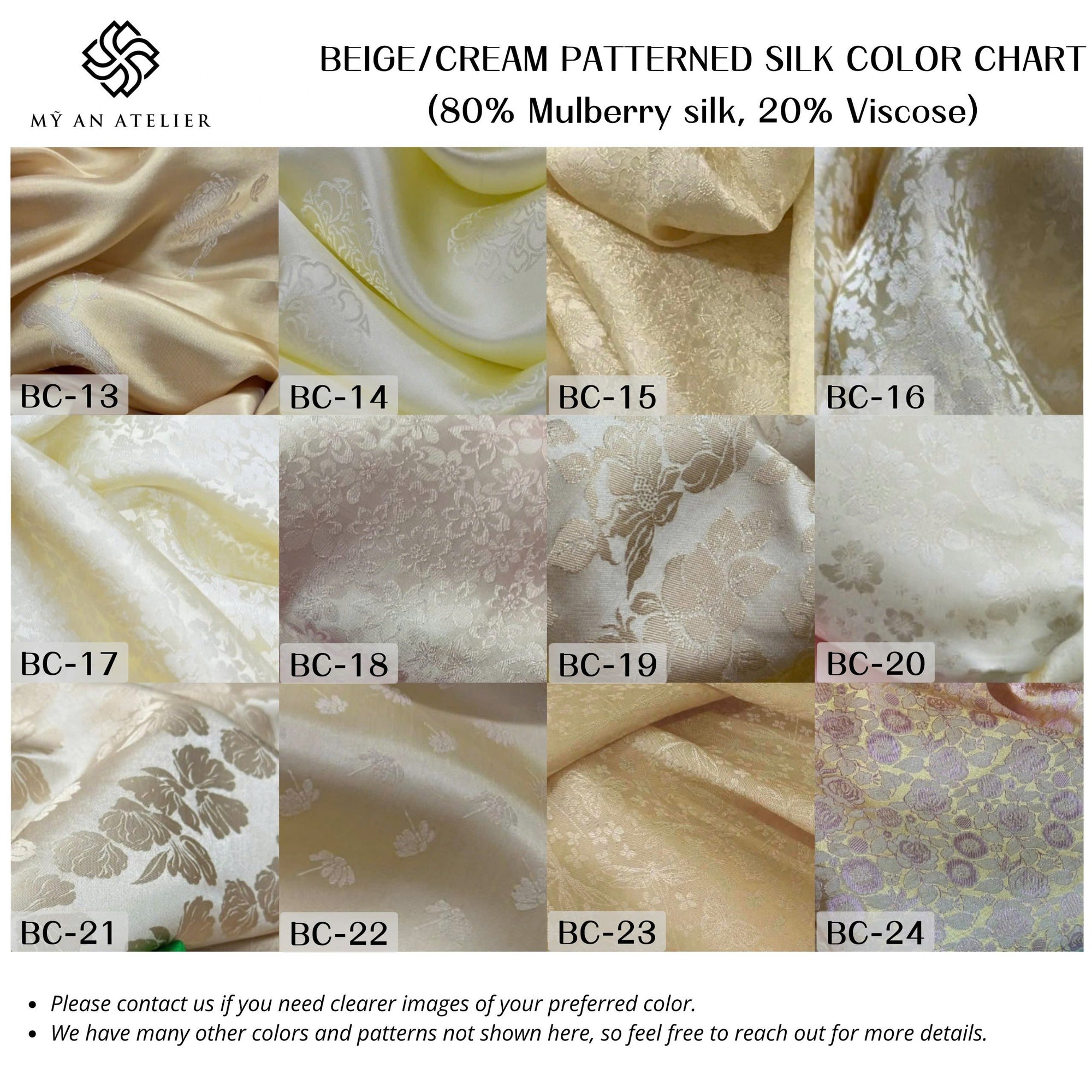 Beige cream patterned mulberry silk