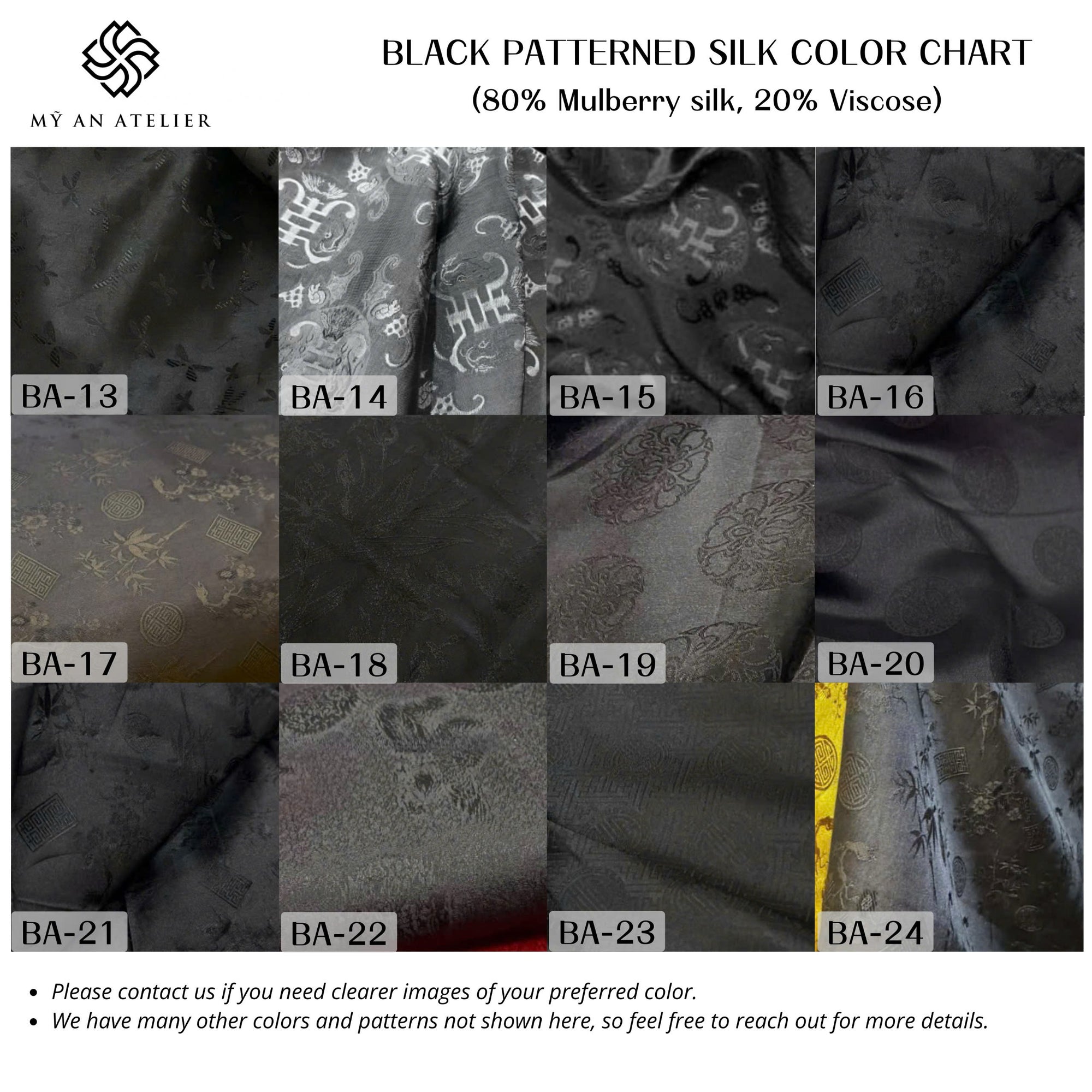 Black patterned mulberry silk