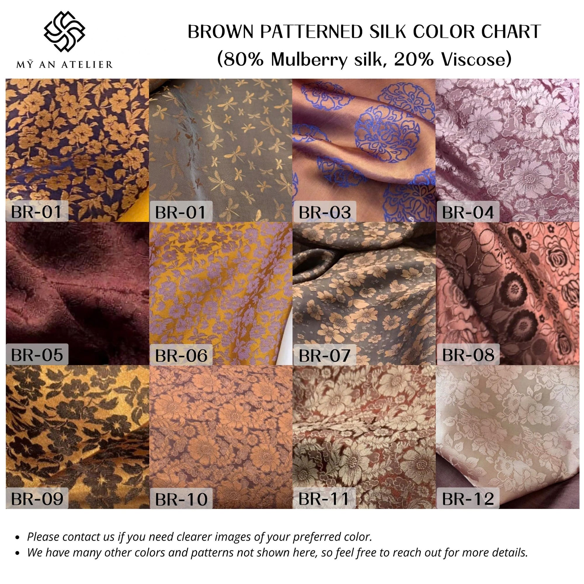 BROWN patterned mulberry silk