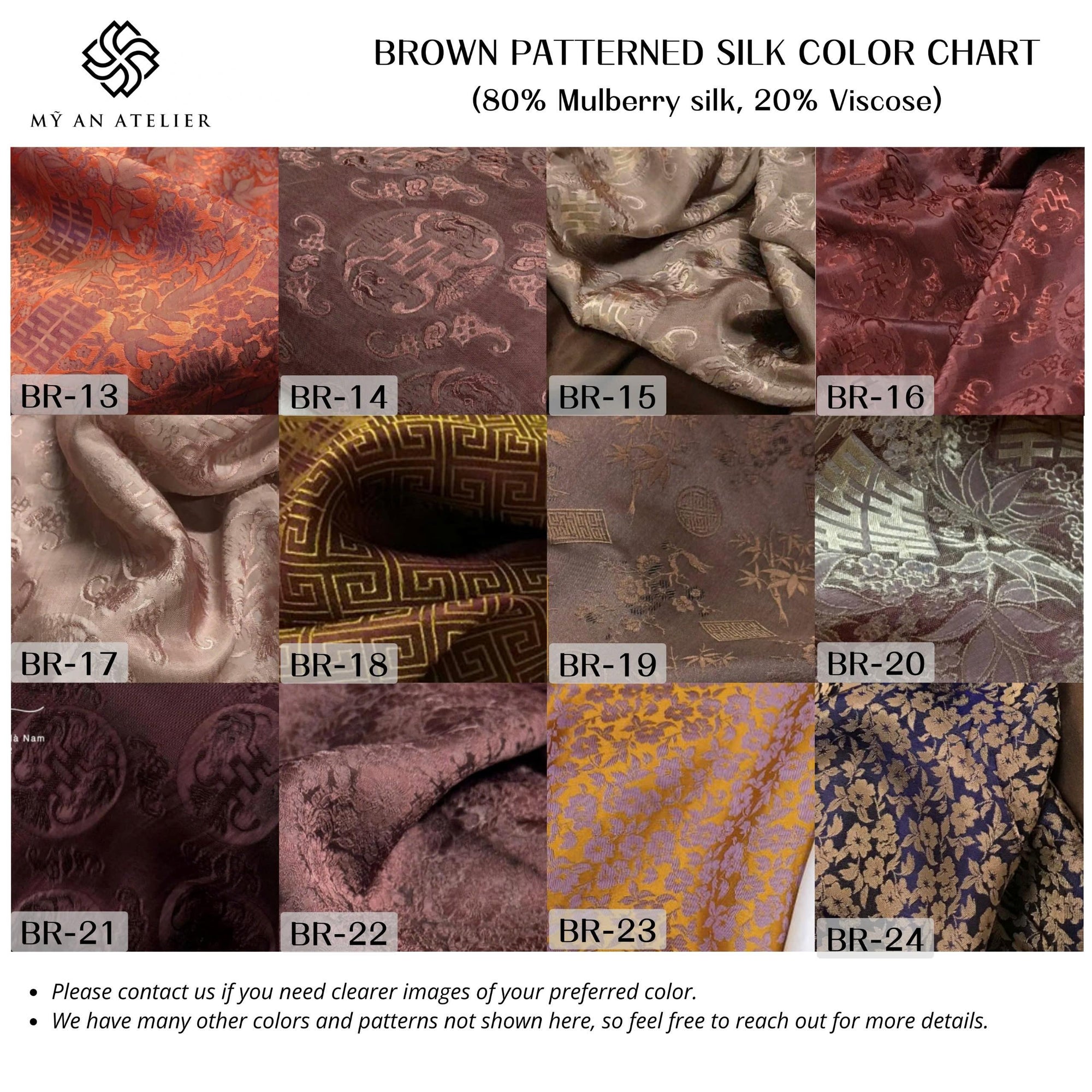 BROWN patterned mulberry silk