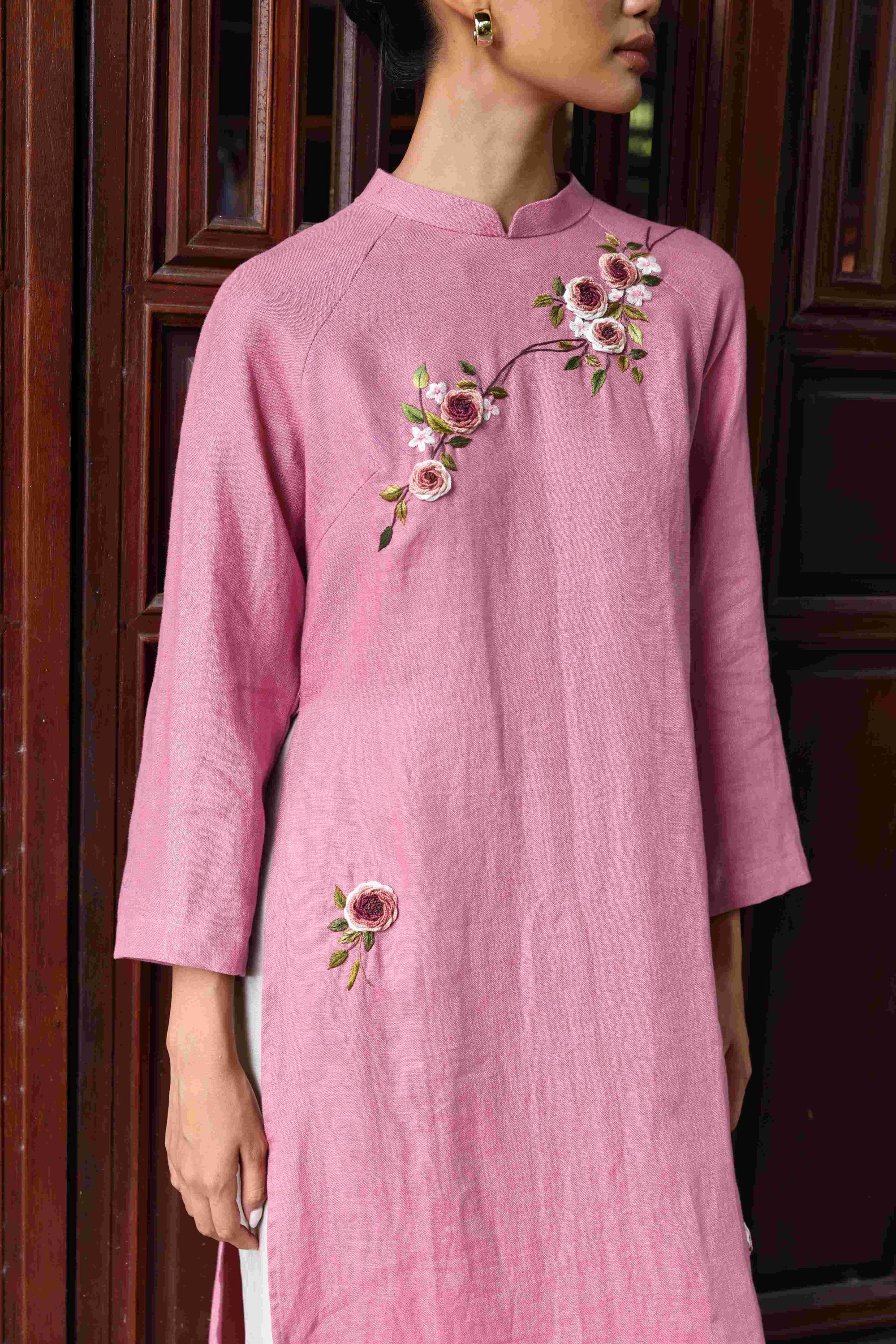 custom embroidered traditional Vietnamese dress