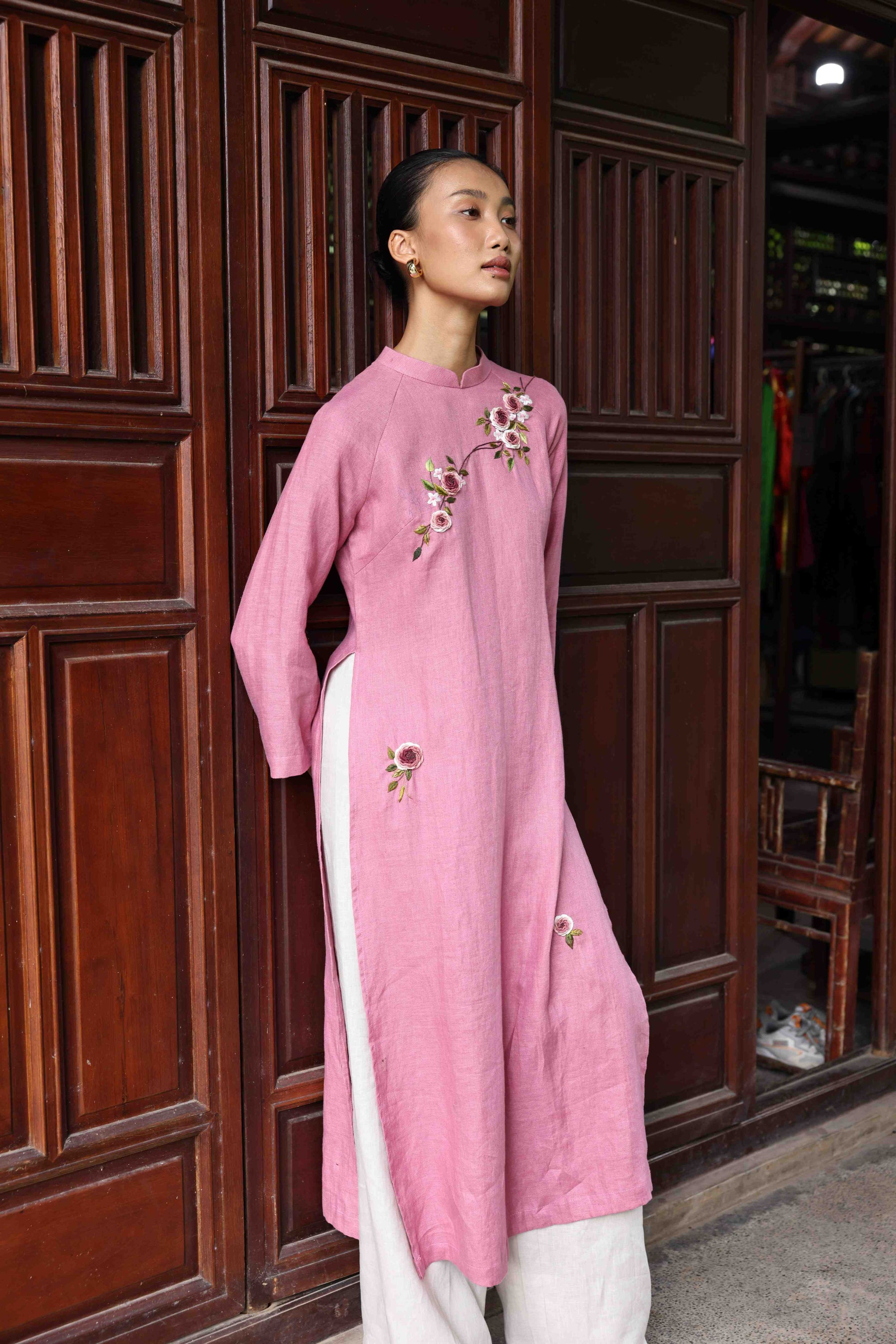 custom embroidered traditional Vietnamese dress