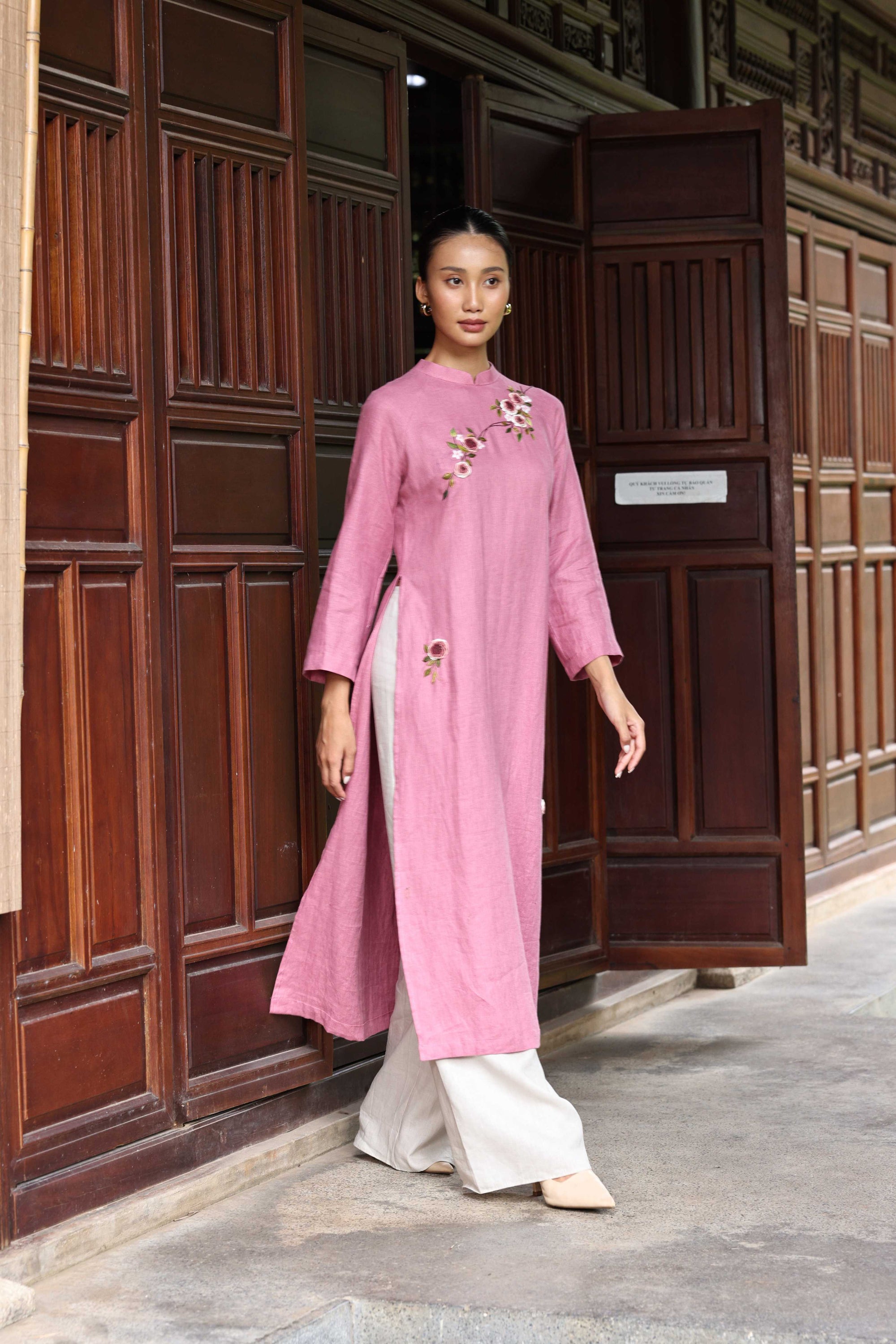custom embroidered traditional Vietnamese dress