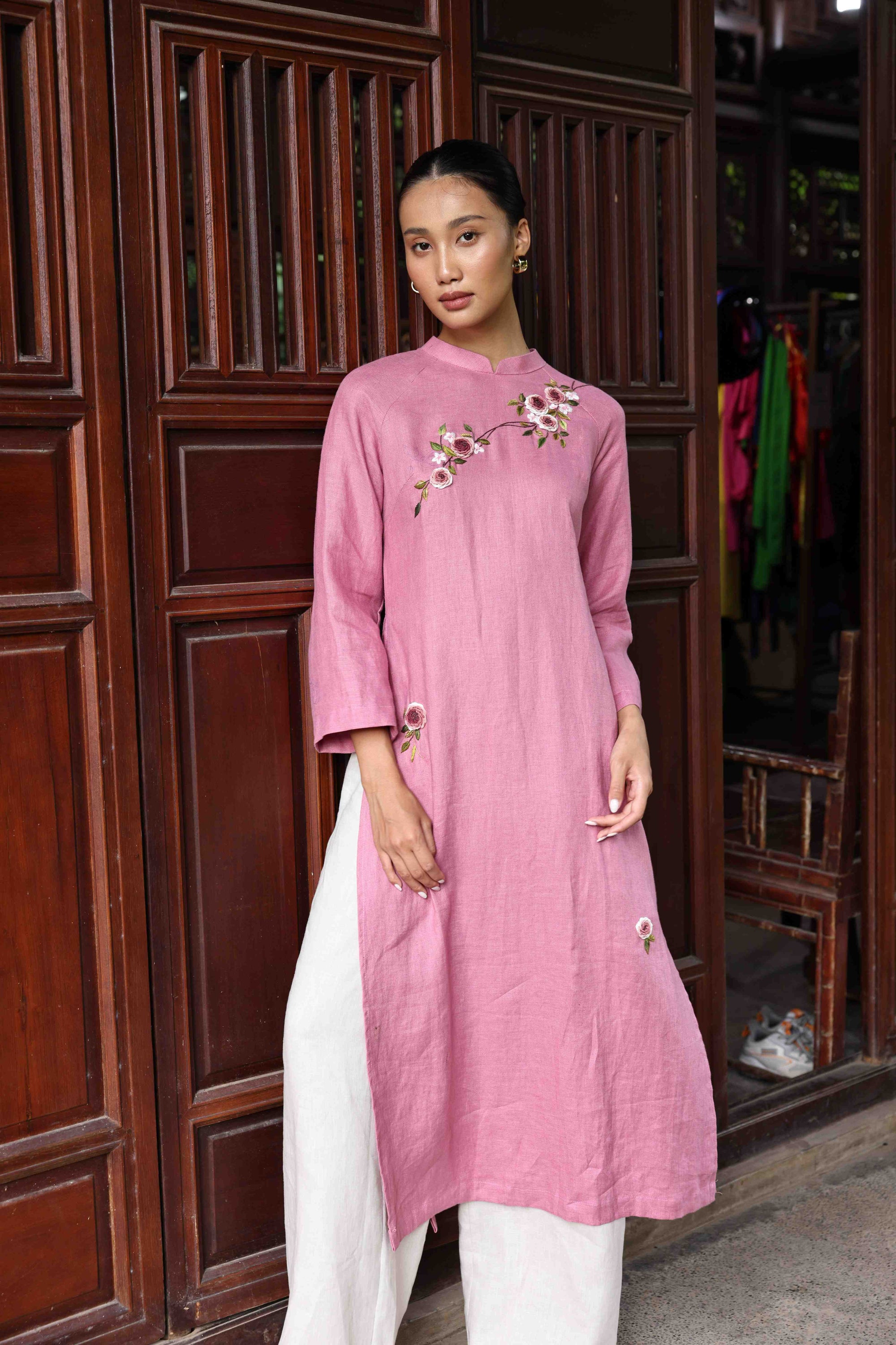 custom embroidered traditional Vietnamese dress