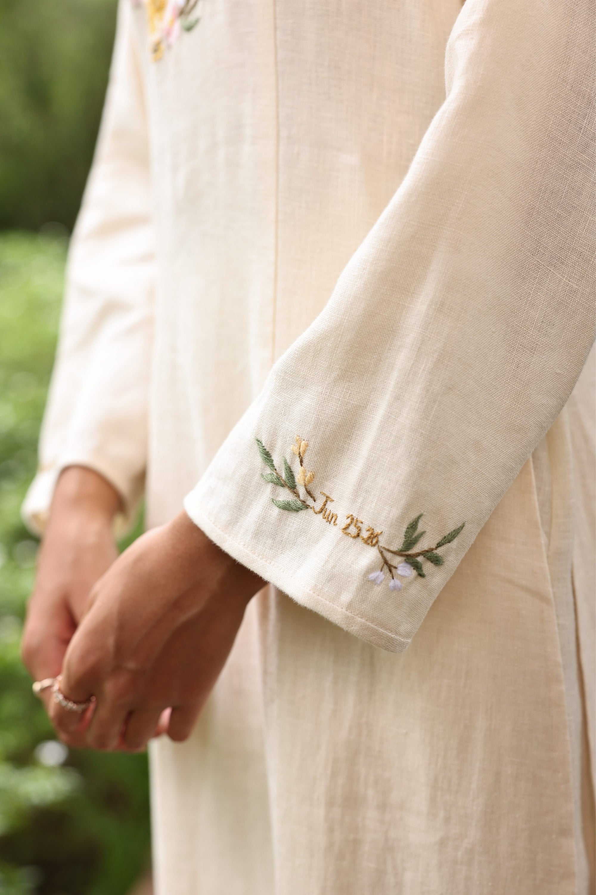 Formal Vietnamese linen dress