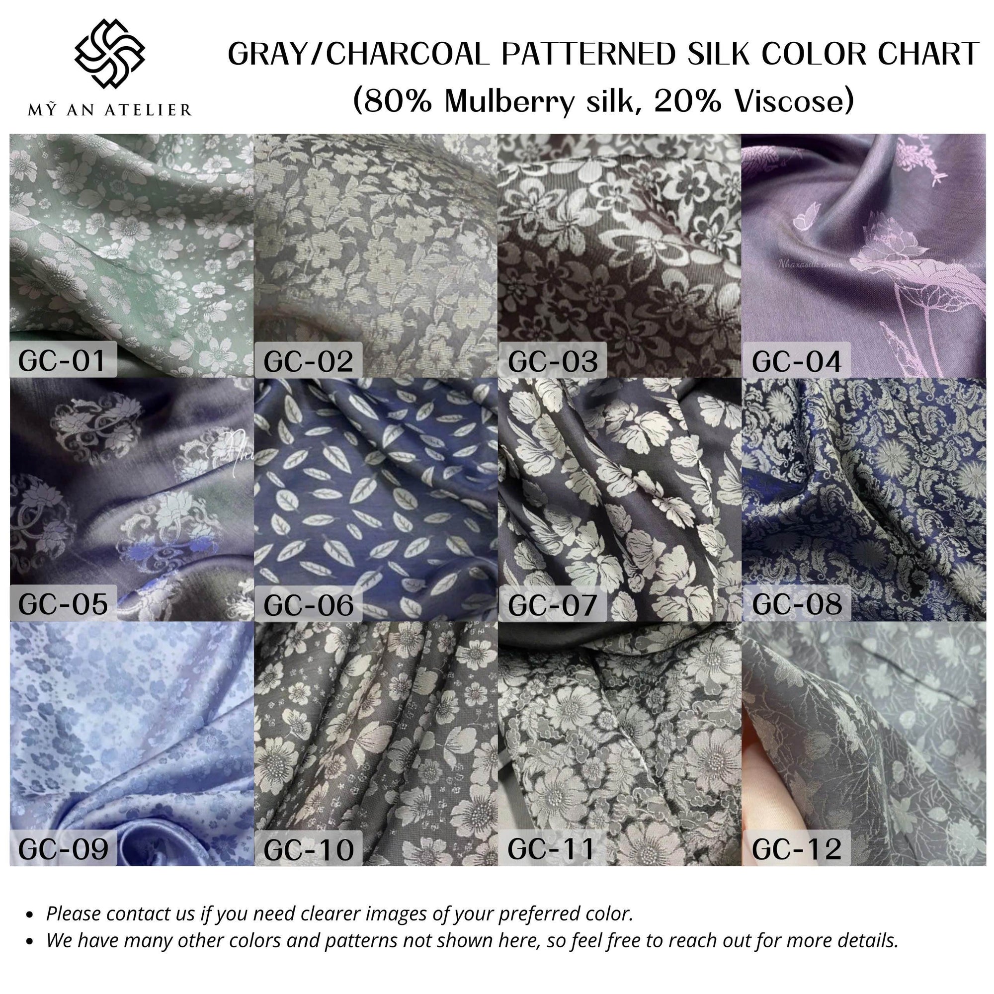 Gray charcoal patterned mulberry silk