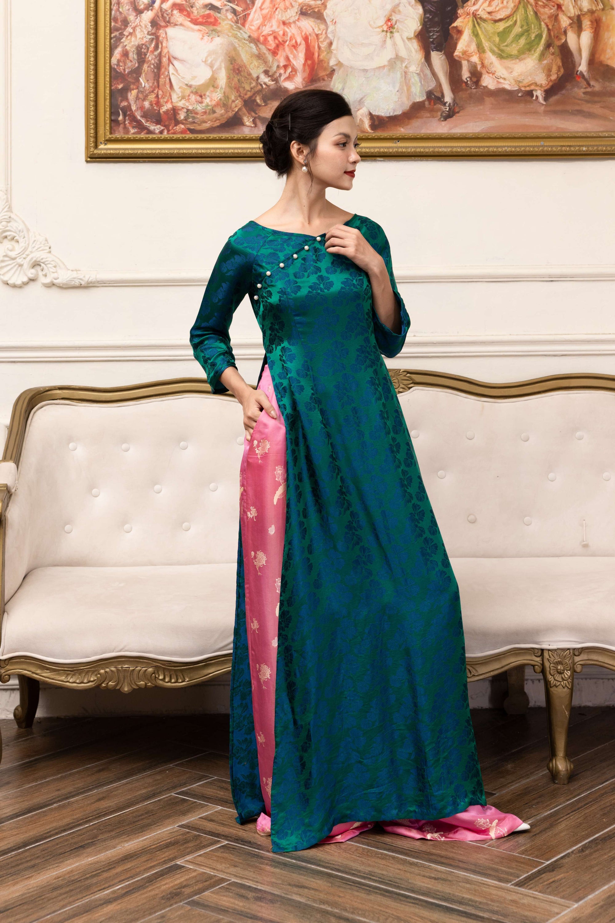 Green silk ao dai