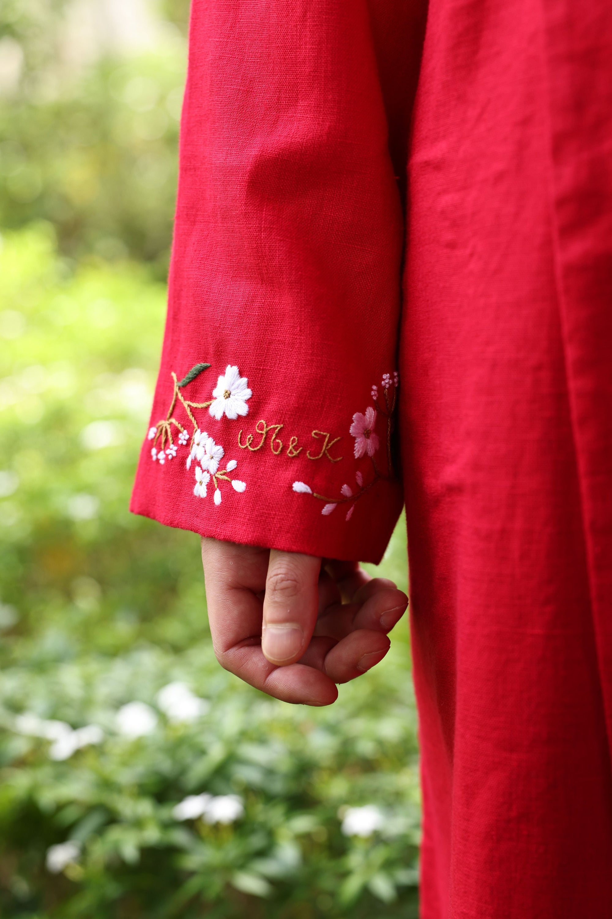 Hand-embroidered men’s wedding ao dai