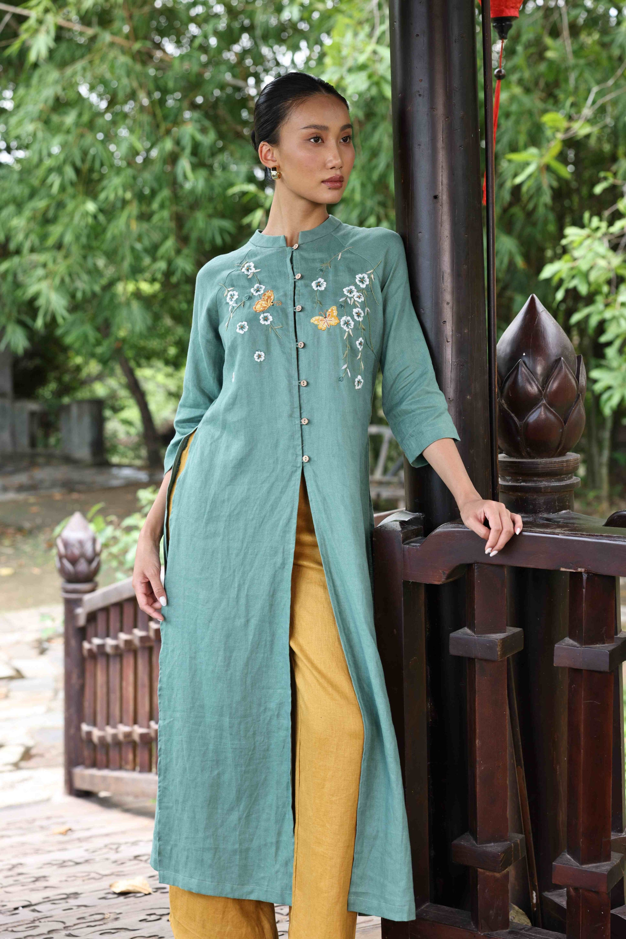 hand embroidered modern ao dai