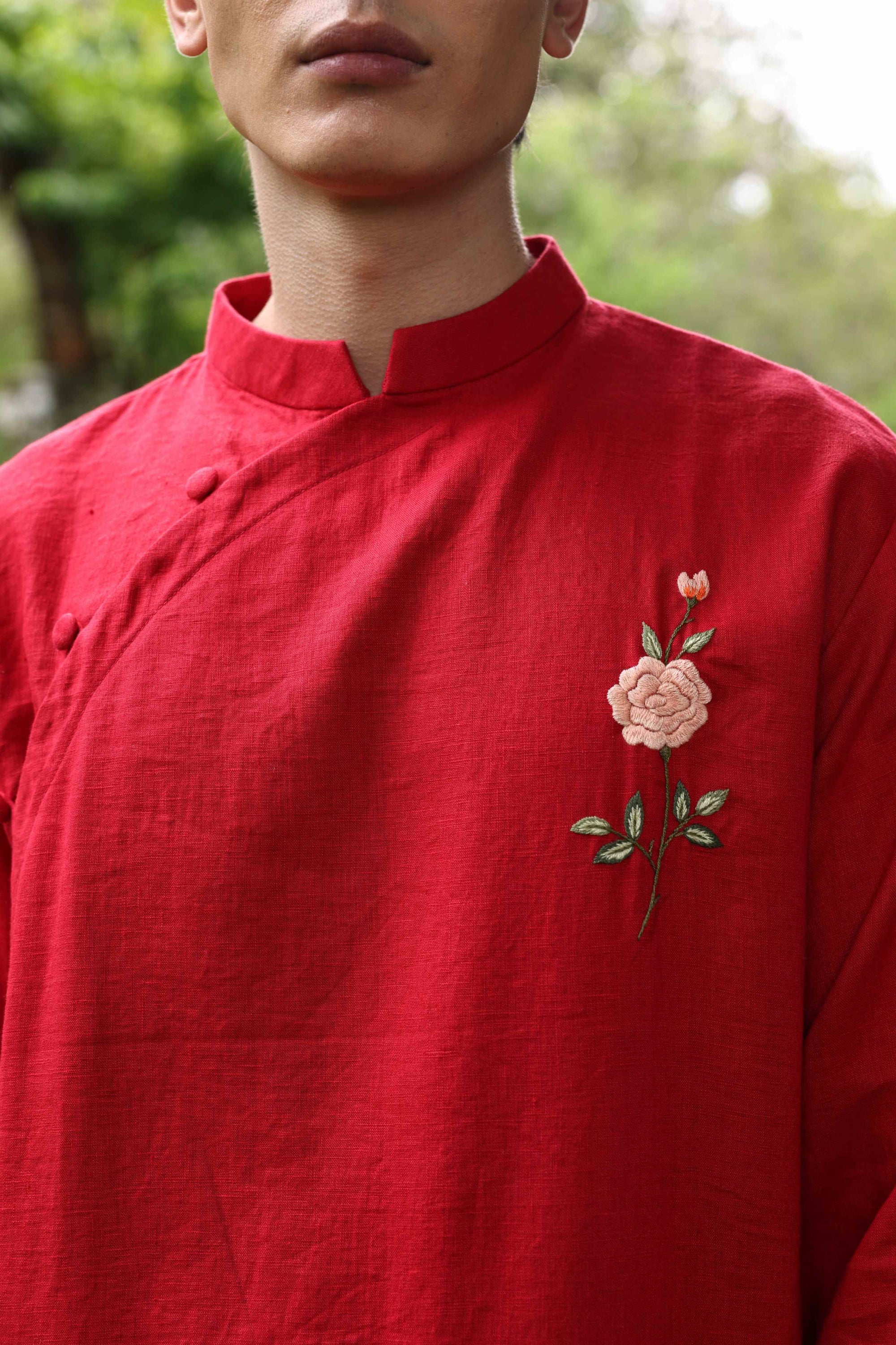 Hand-embroidered wedding tunic for men