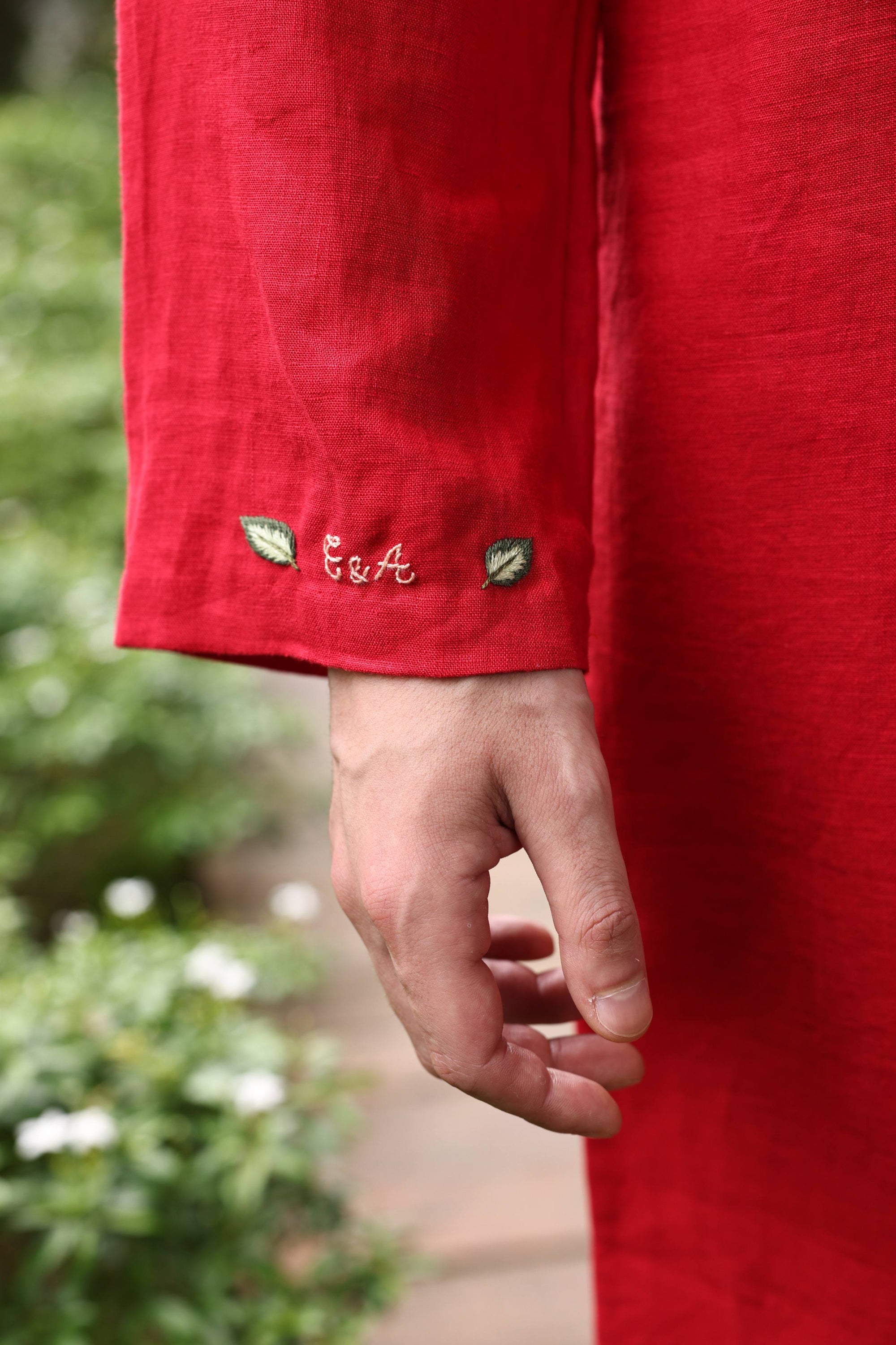 Hand-embroidered wedding tunic for men
