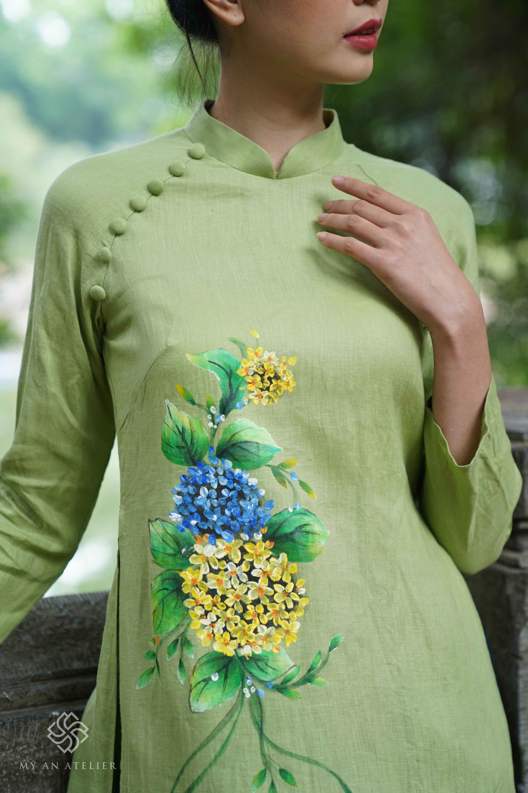 Hand-painted ao dai modern women