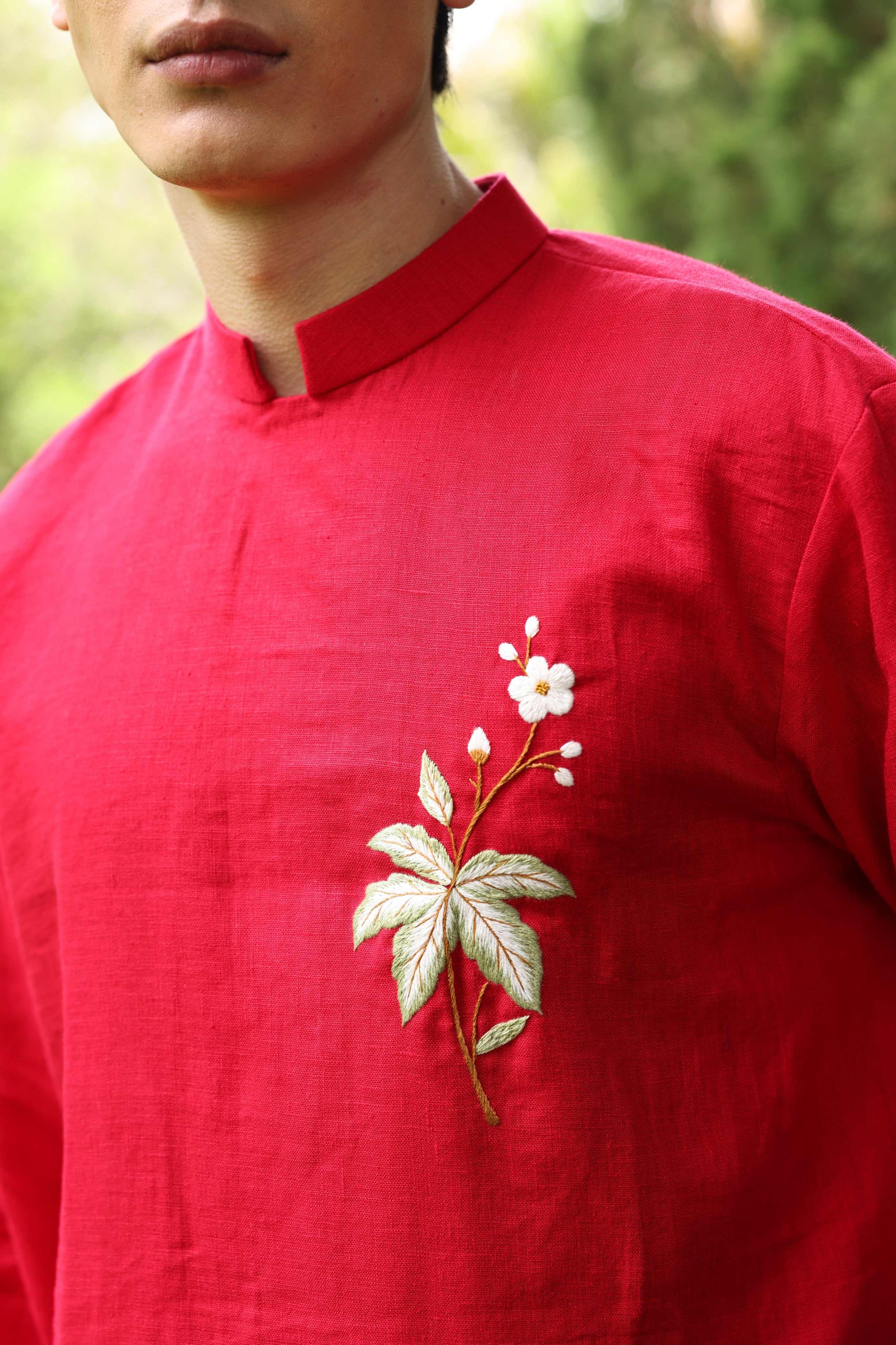 Handmade linen ao dai for groom