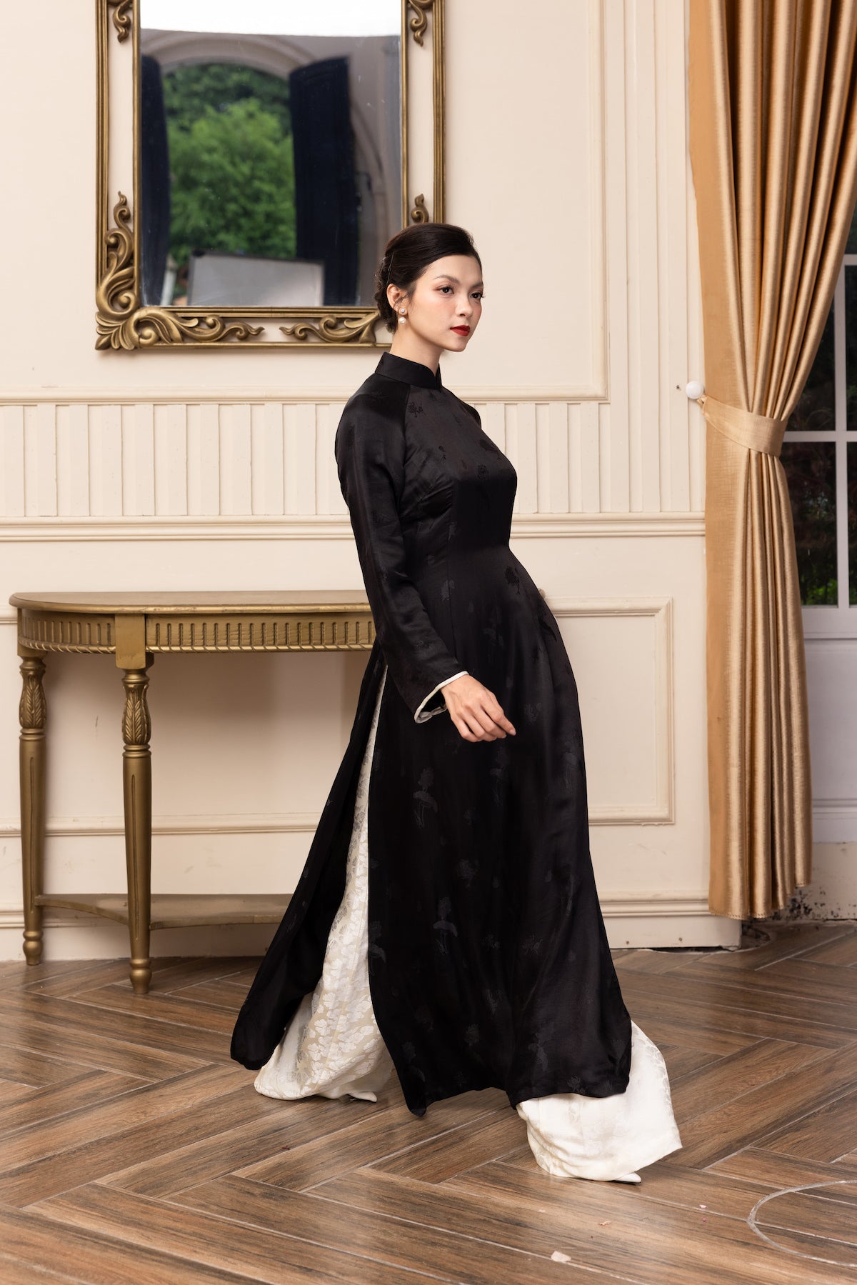 high neck silk ao dai