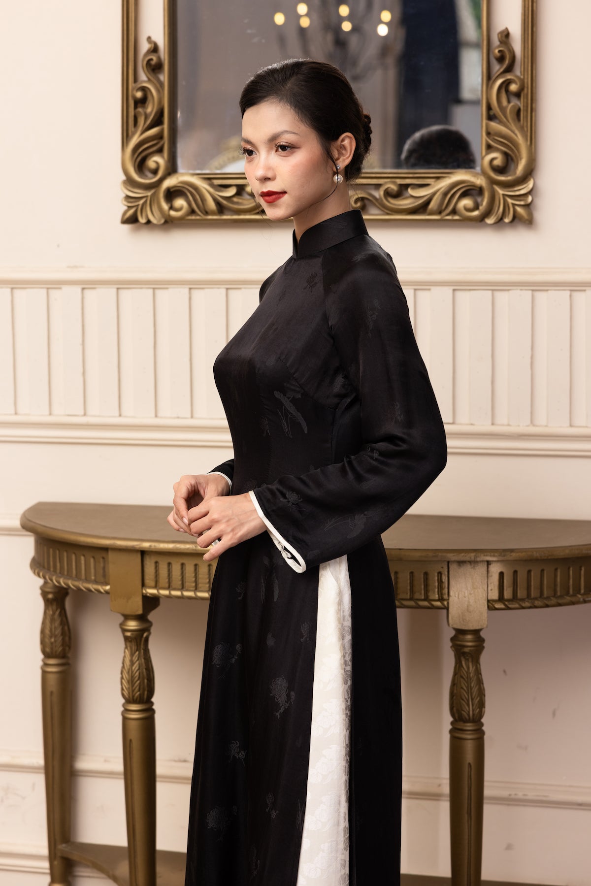 high neck silk ao dai
