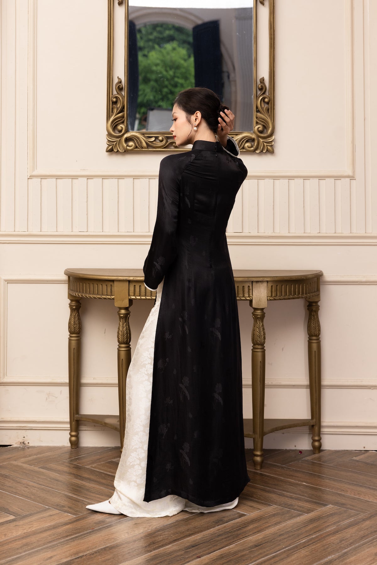 high neck silk ao dai