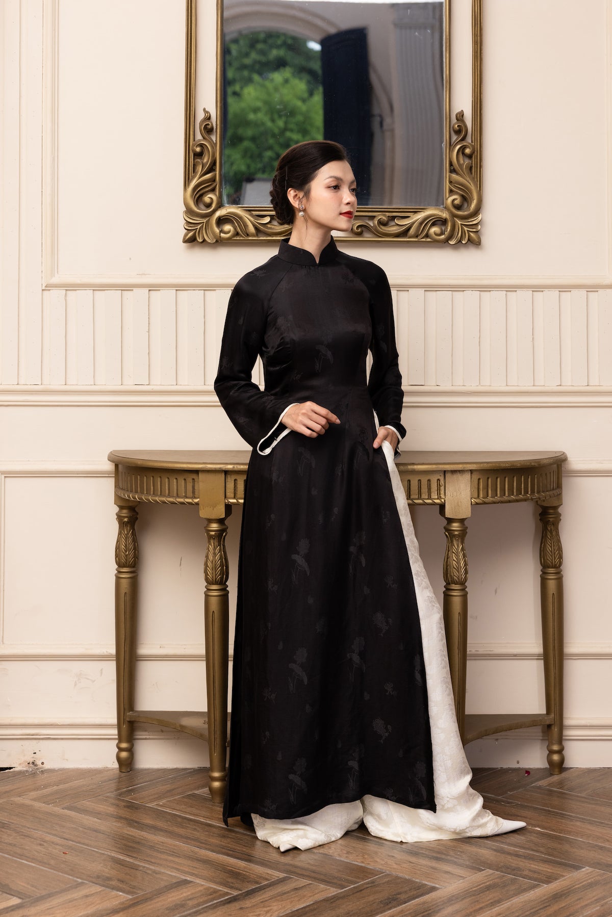 high neck silk ao dai