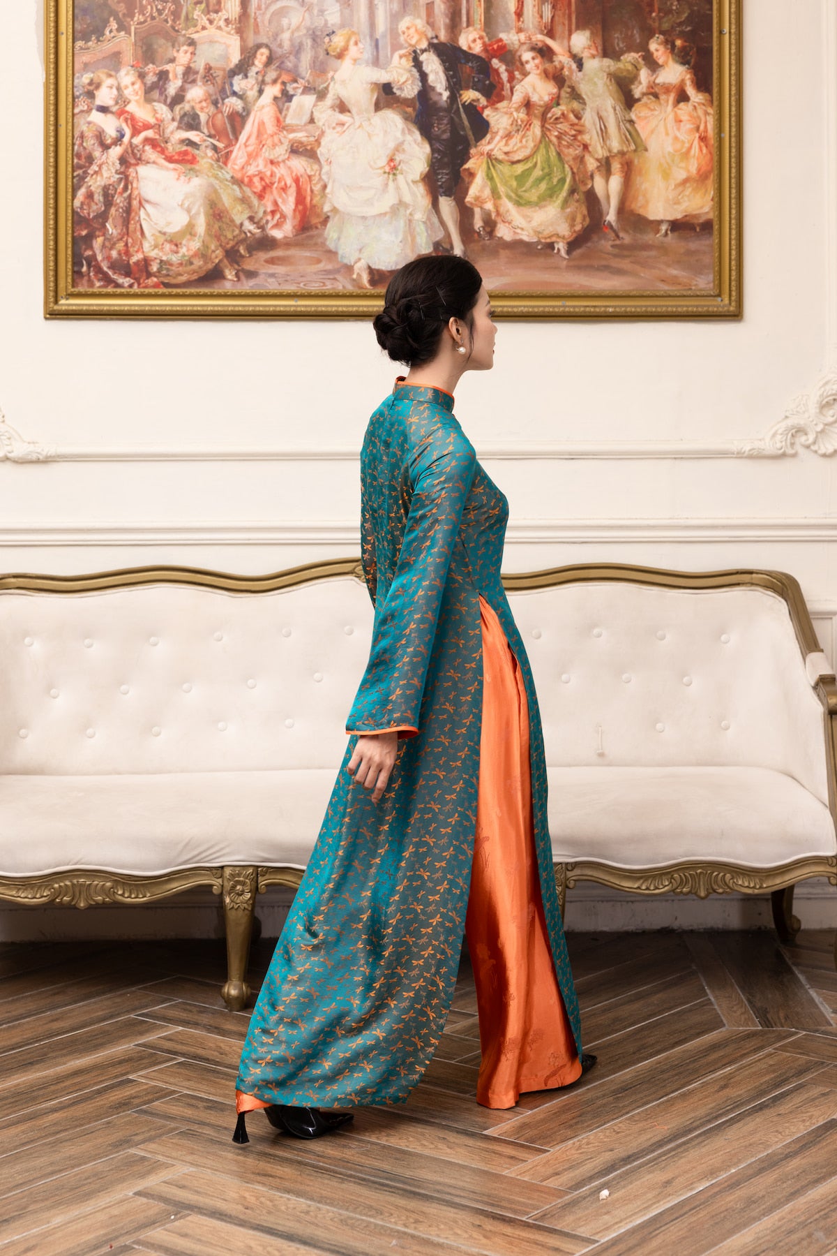 high neck silk tunic
