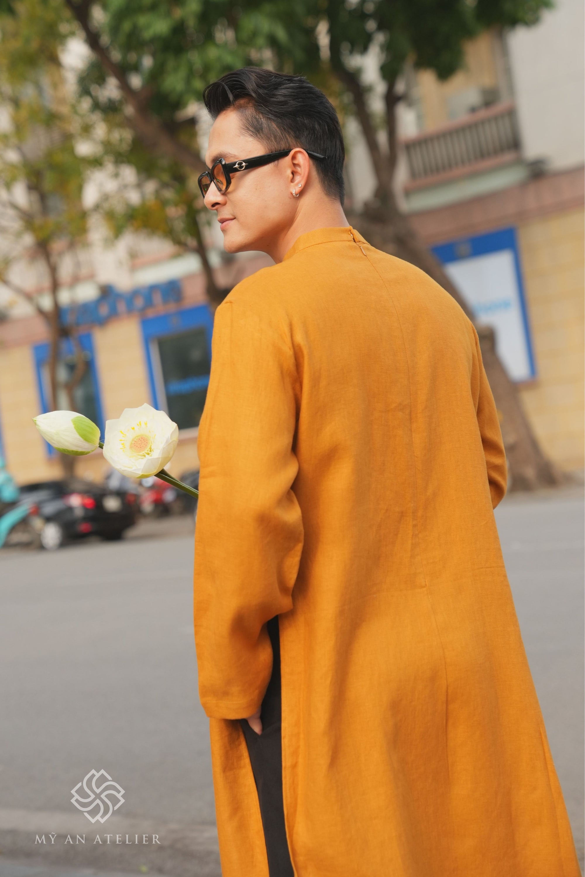 Linen ao dai wedding for men