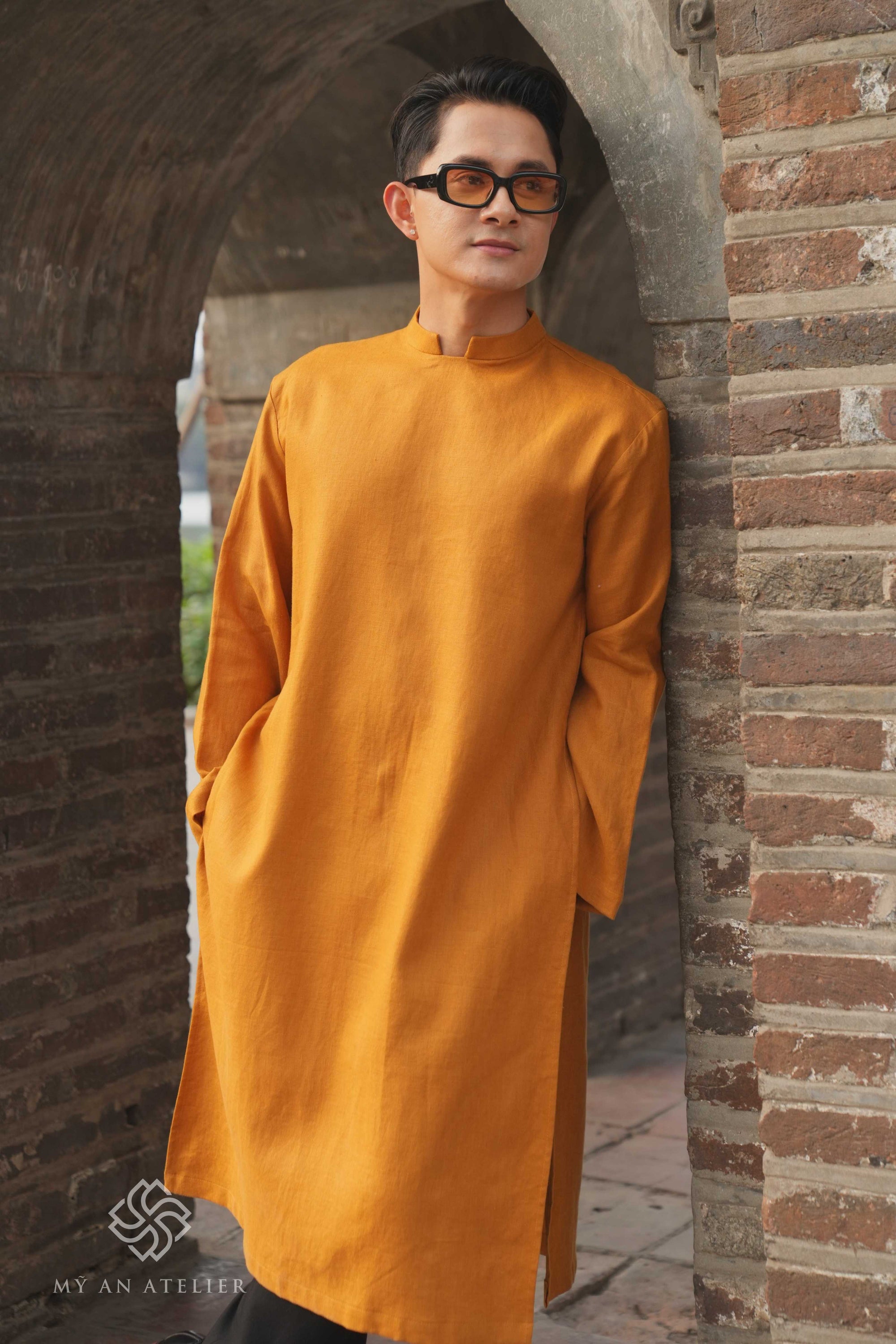 Linen ao dai wedding for men