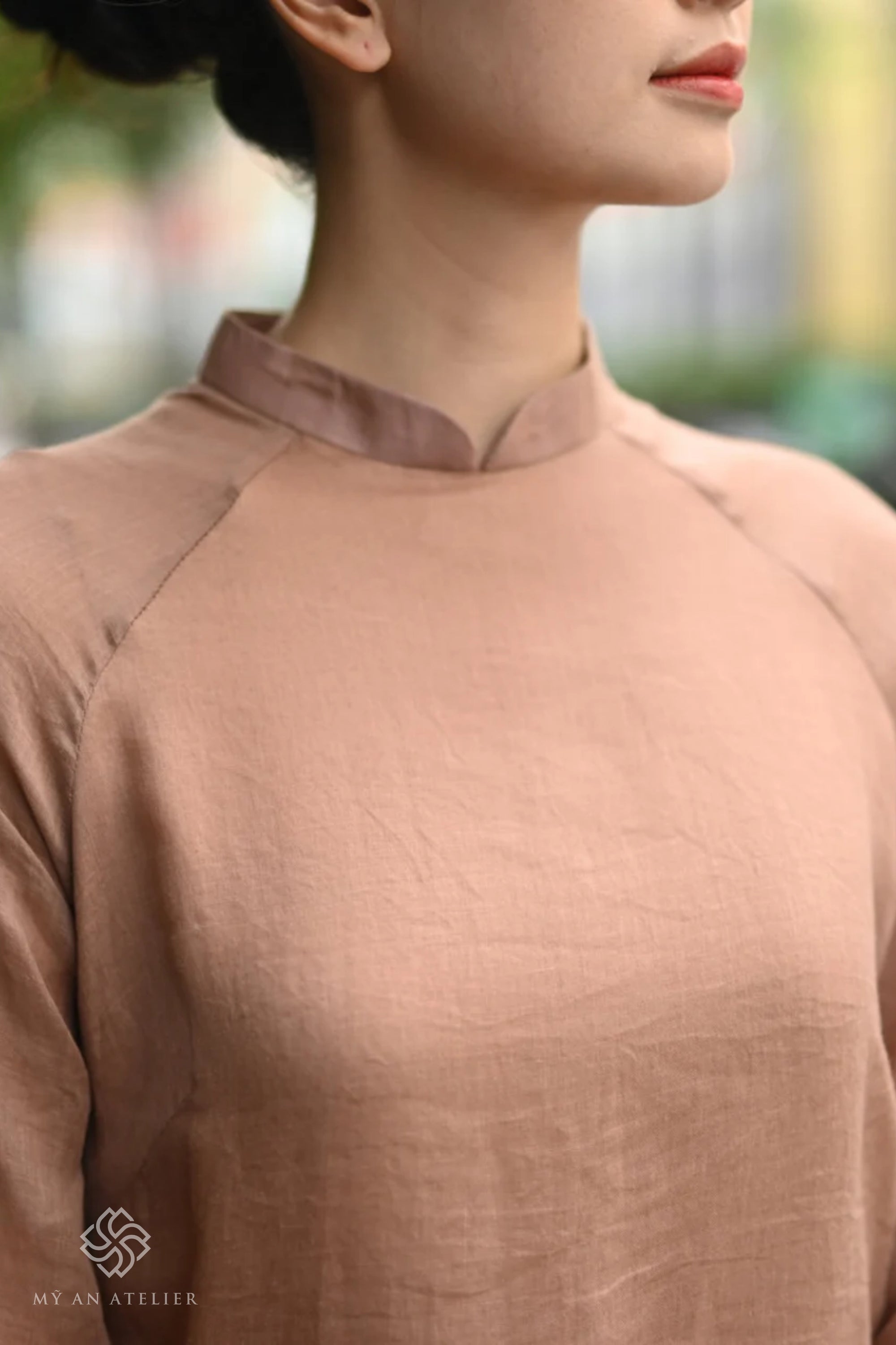 Linen ao dai with double layers
