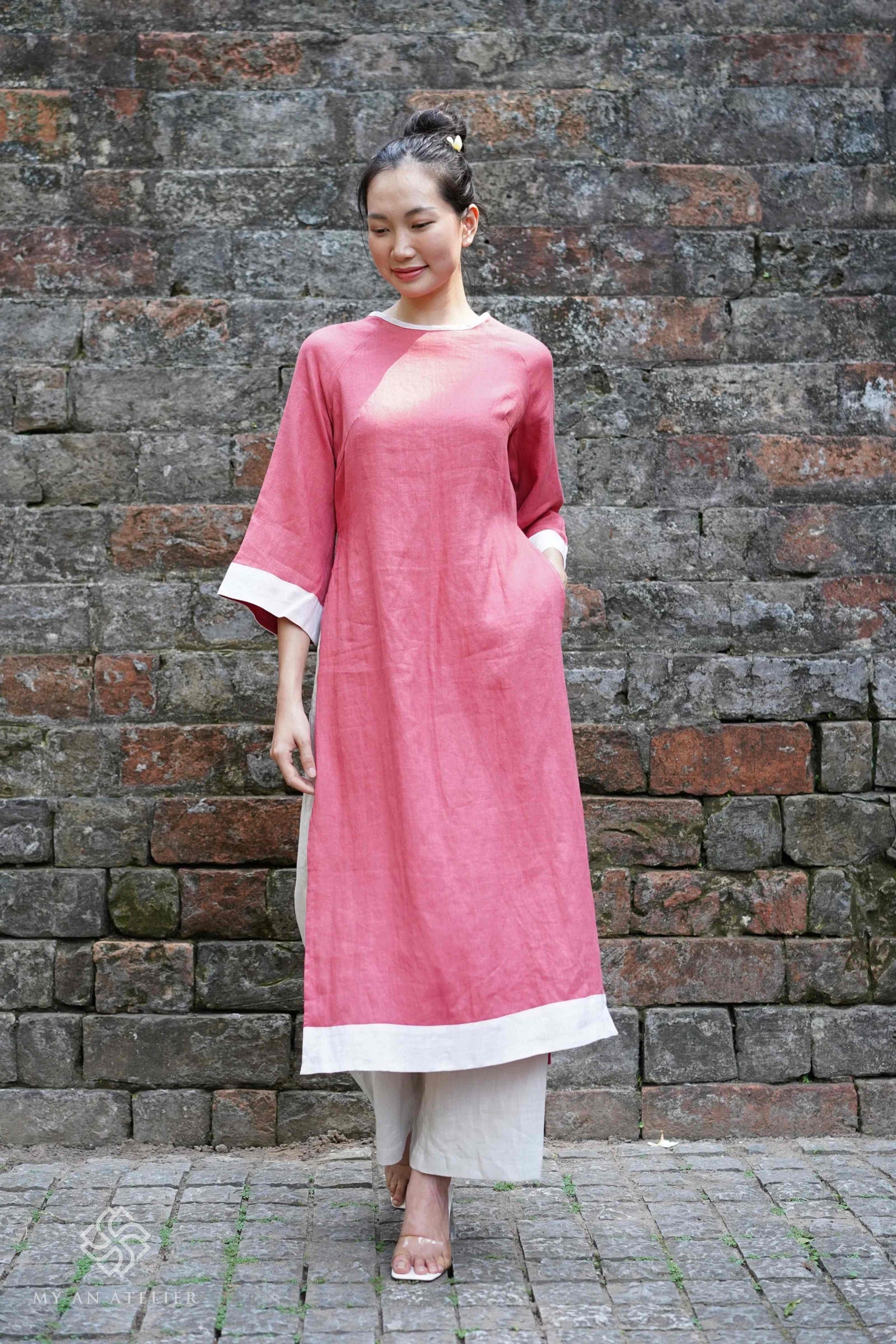 Linen casual ao dai women