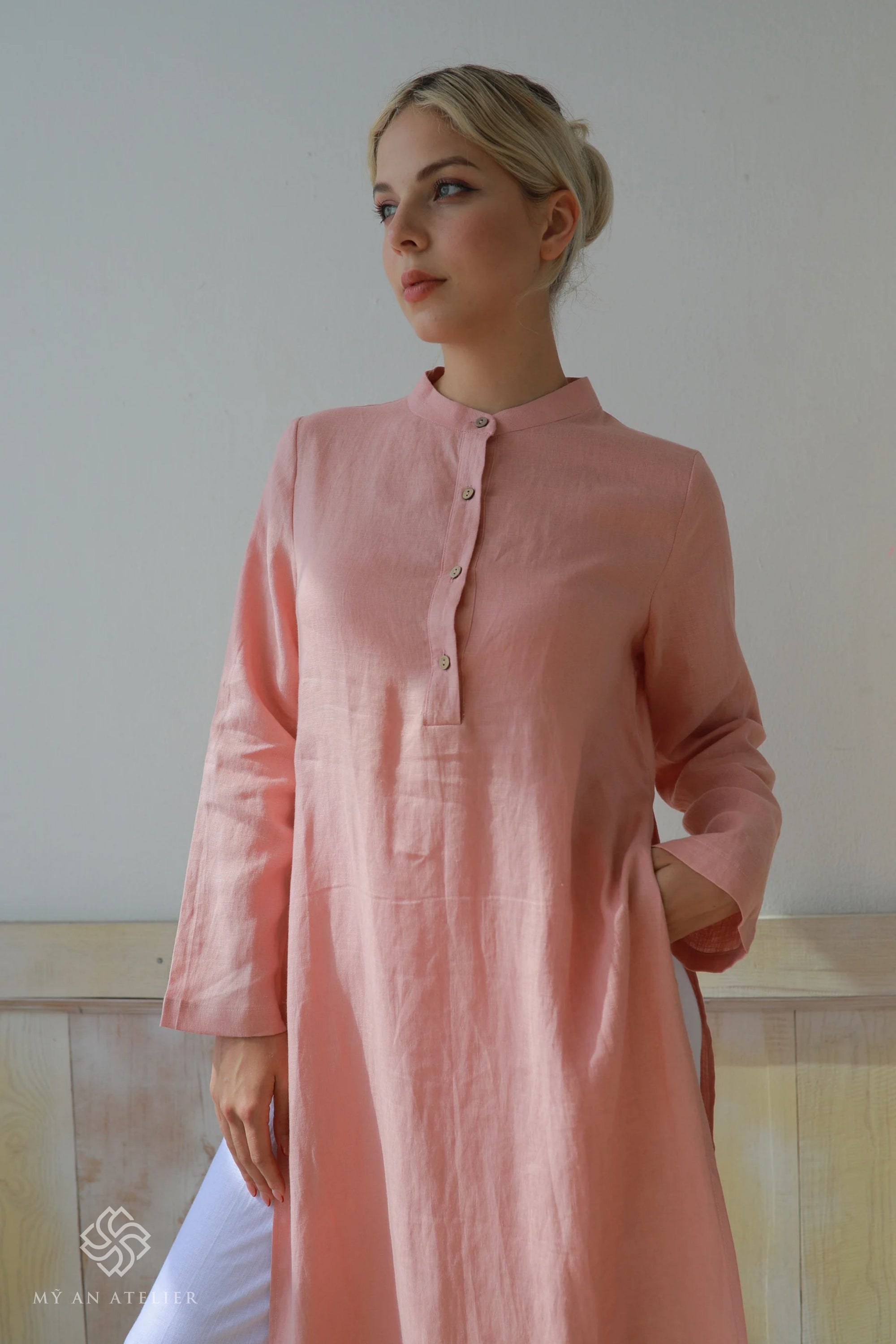 Linen loose ao dai