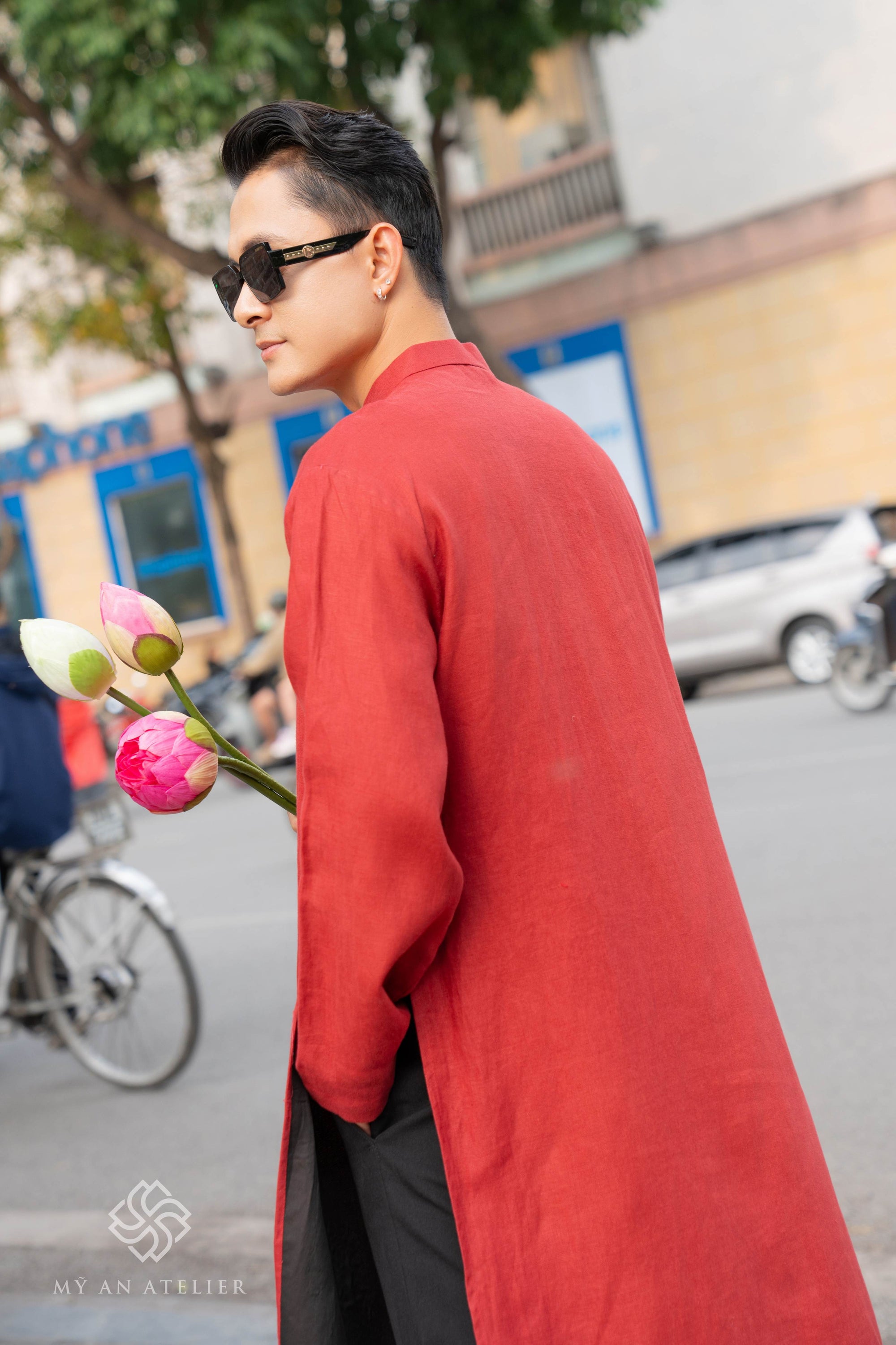 Linen men ao dai for Tet