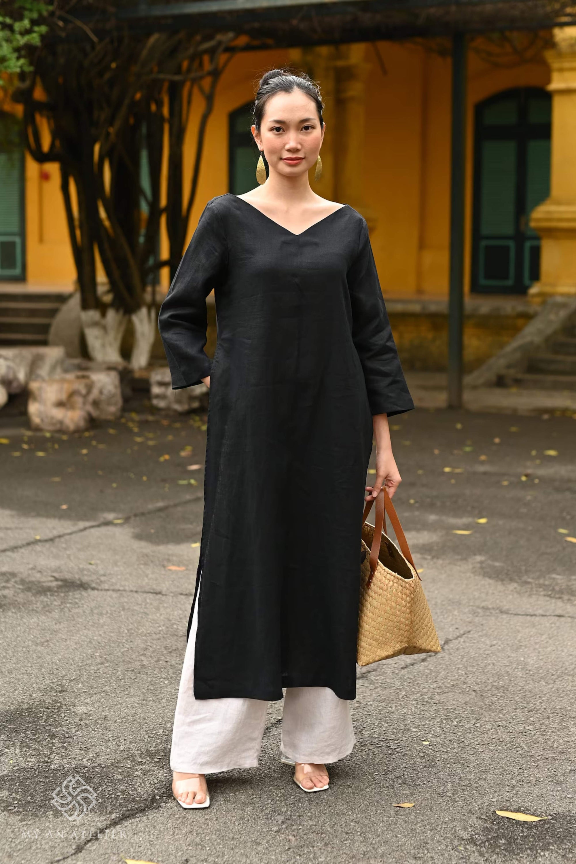 Linen modern ao dai casual