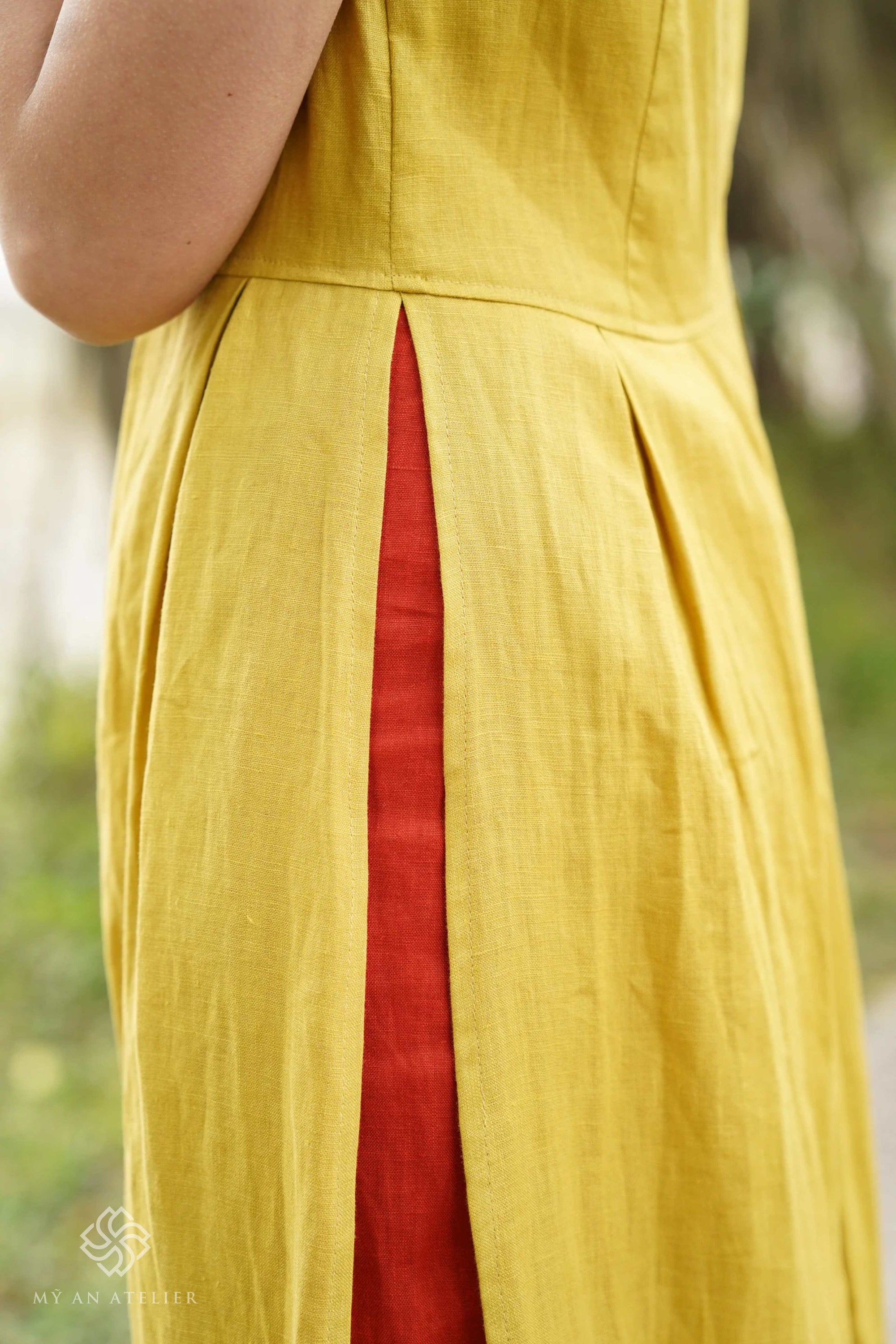 Linen modern ao dai dress