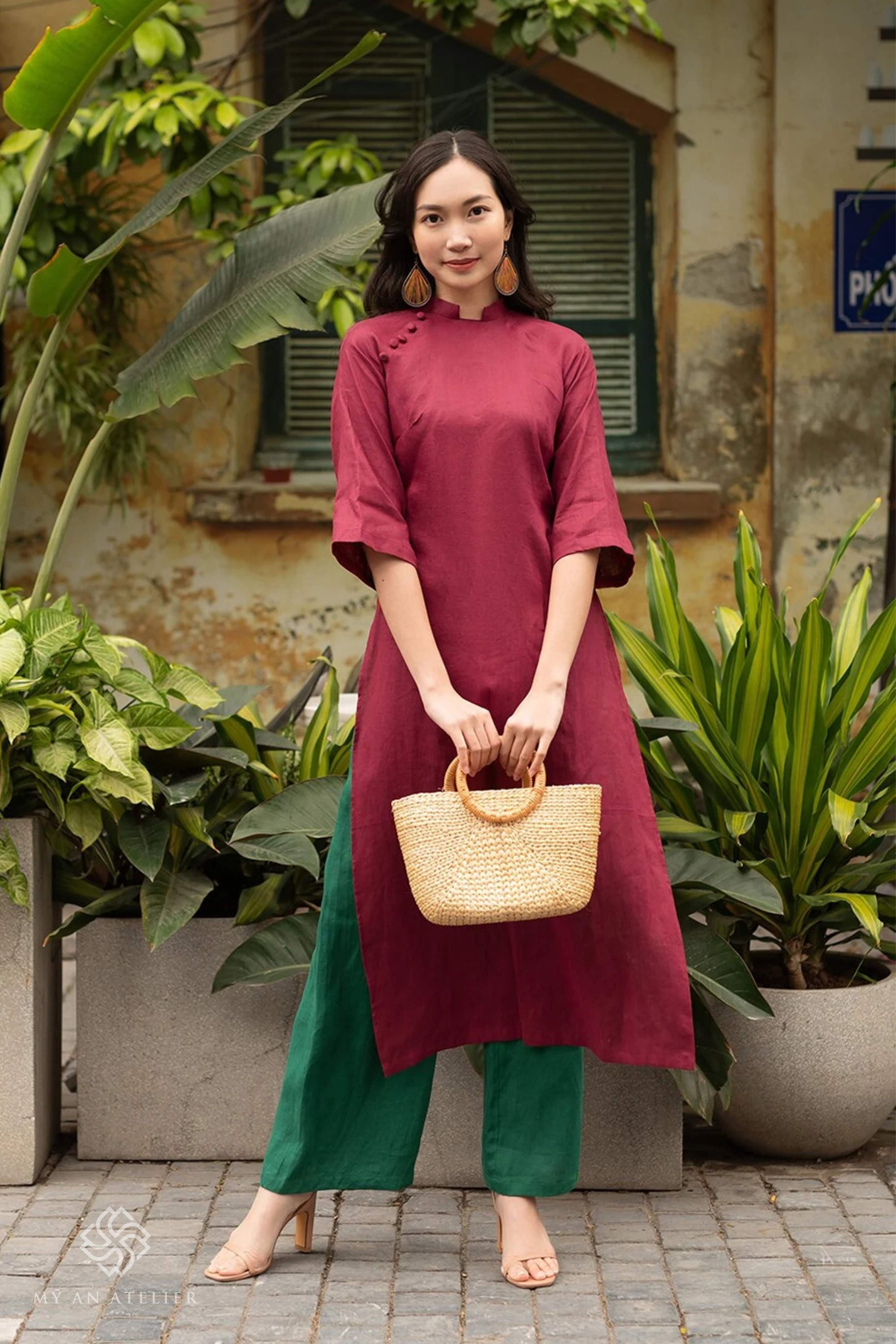 Linen plain ao dai for Tet