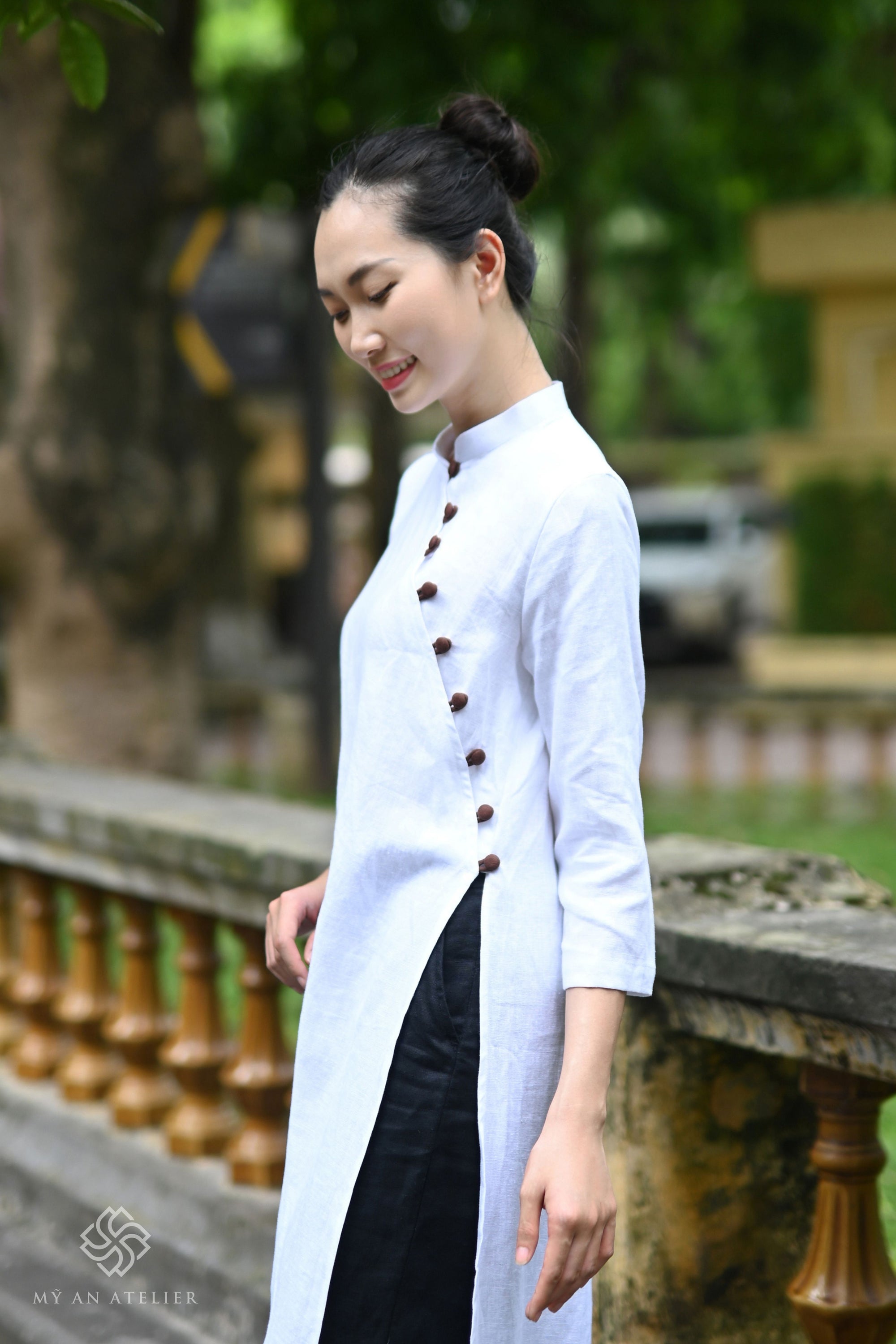 Linen plain ao dai women