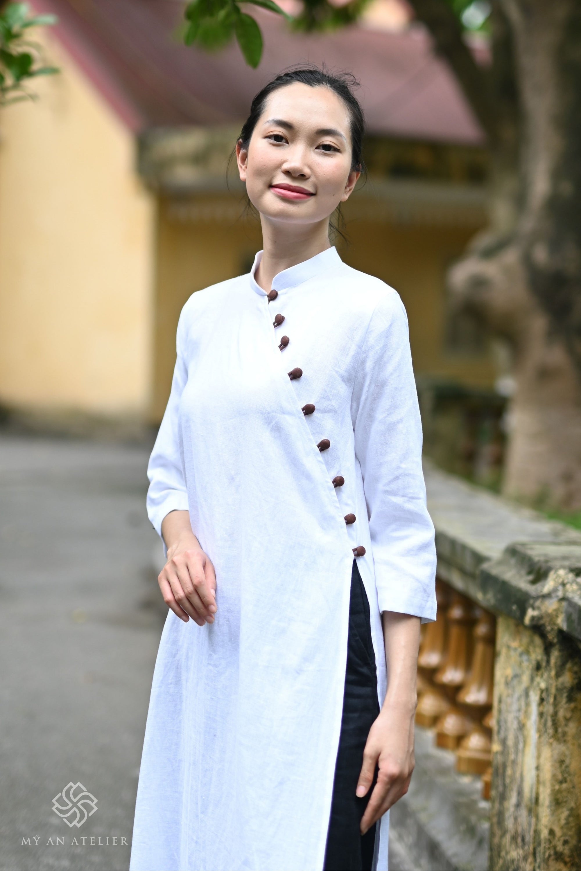 Linen plain ao dai women
