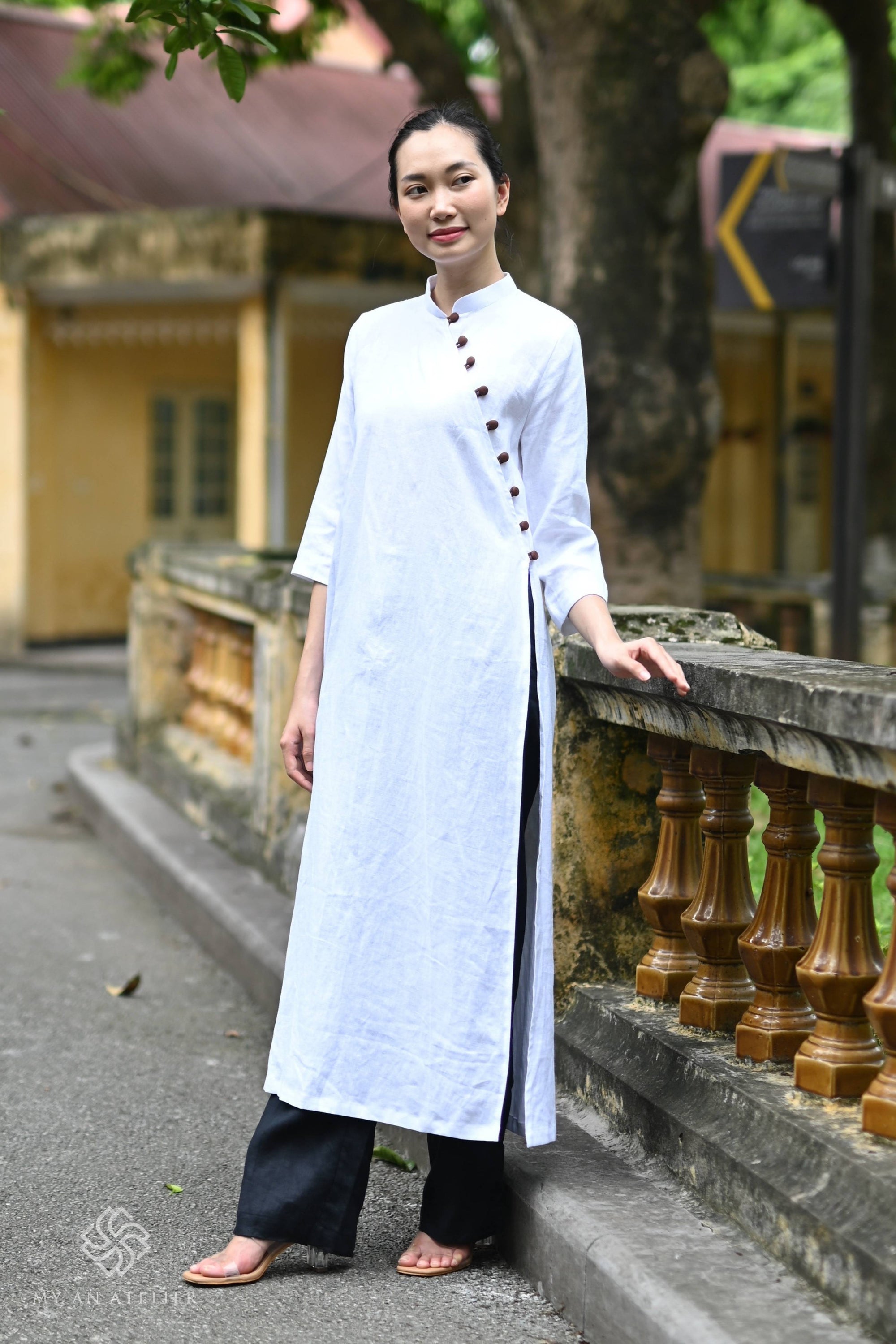 Linen plain ao dai women