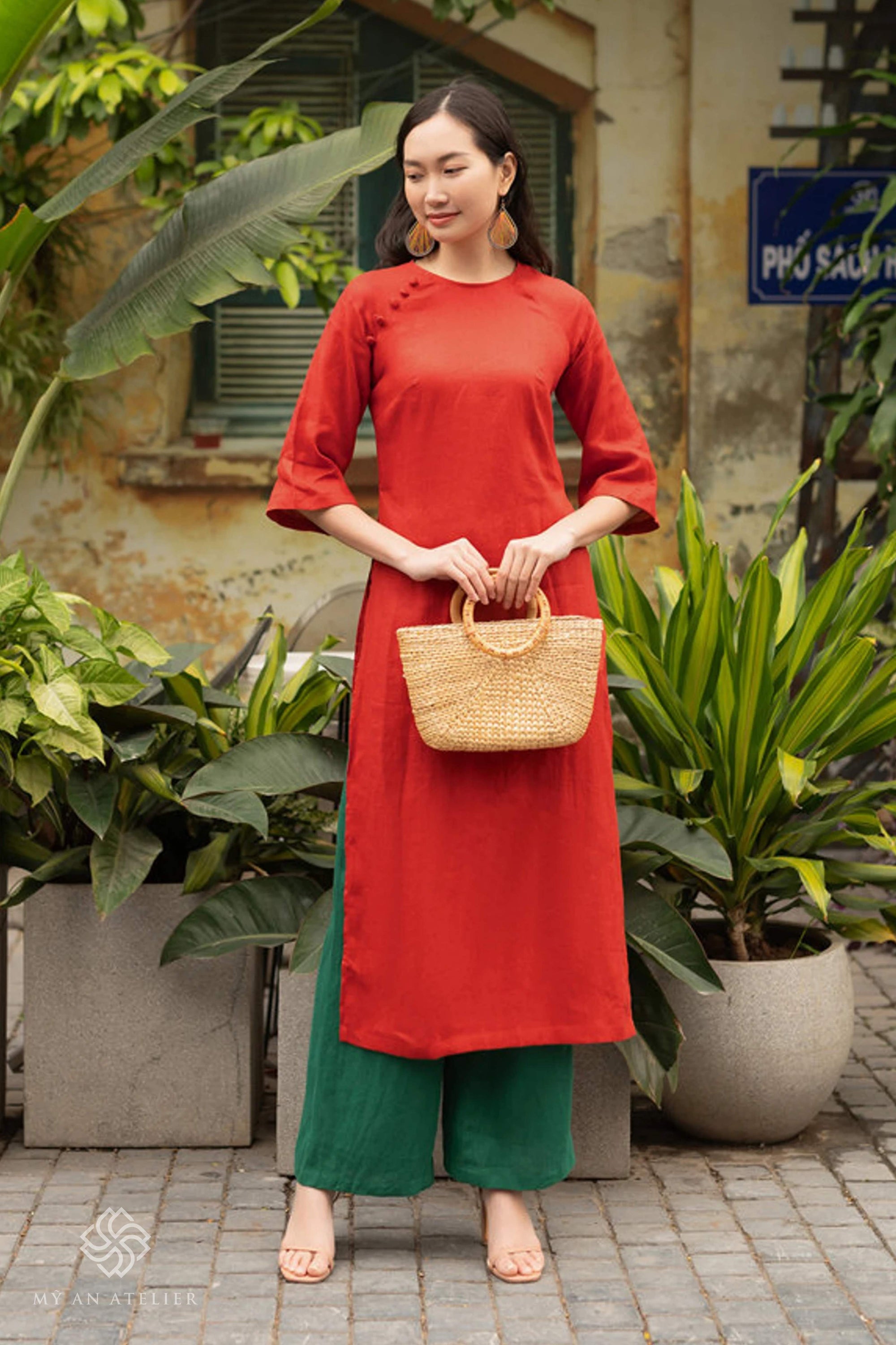 Linen solid color ao dai