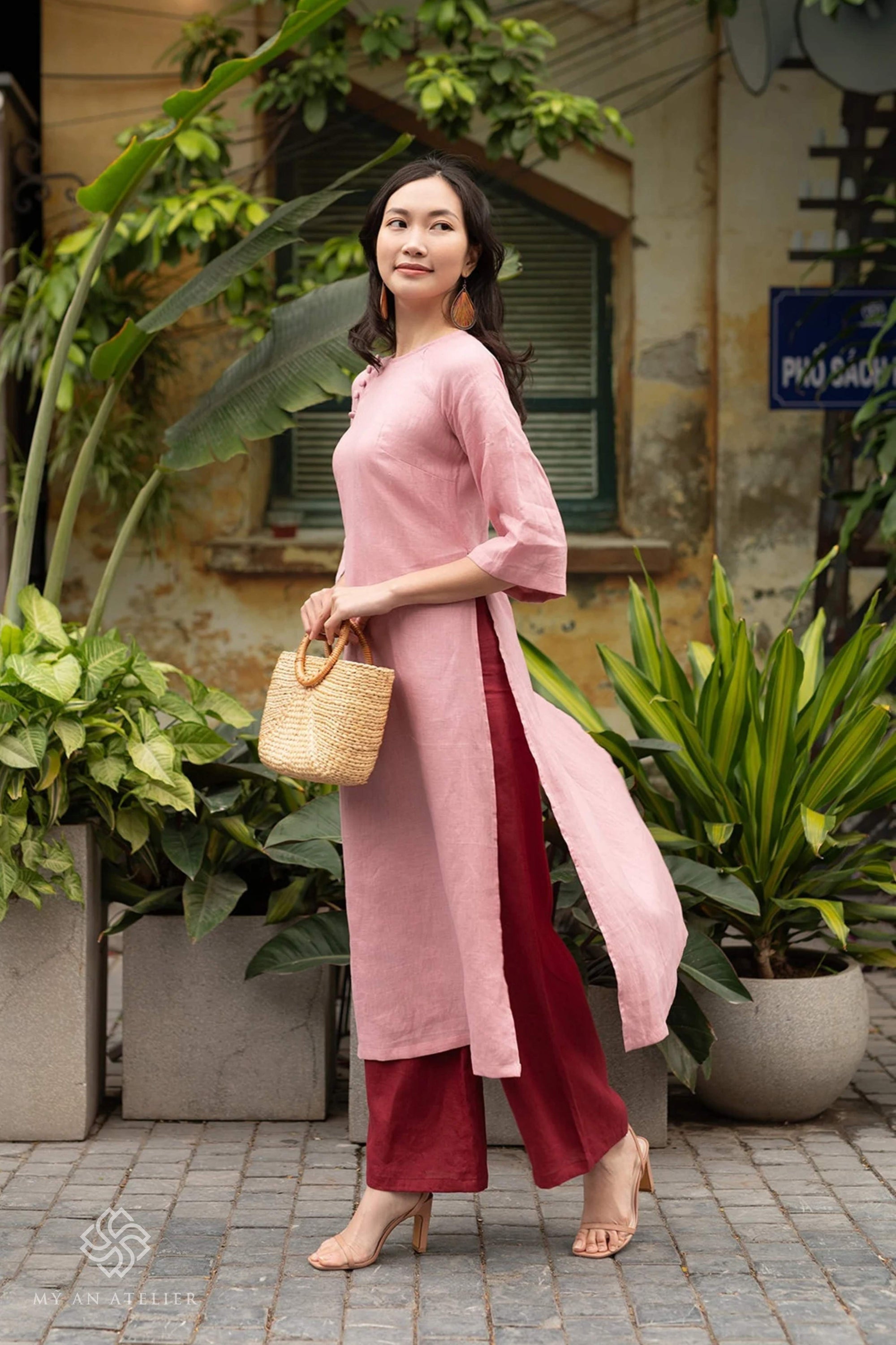 Linen solid color ao dai