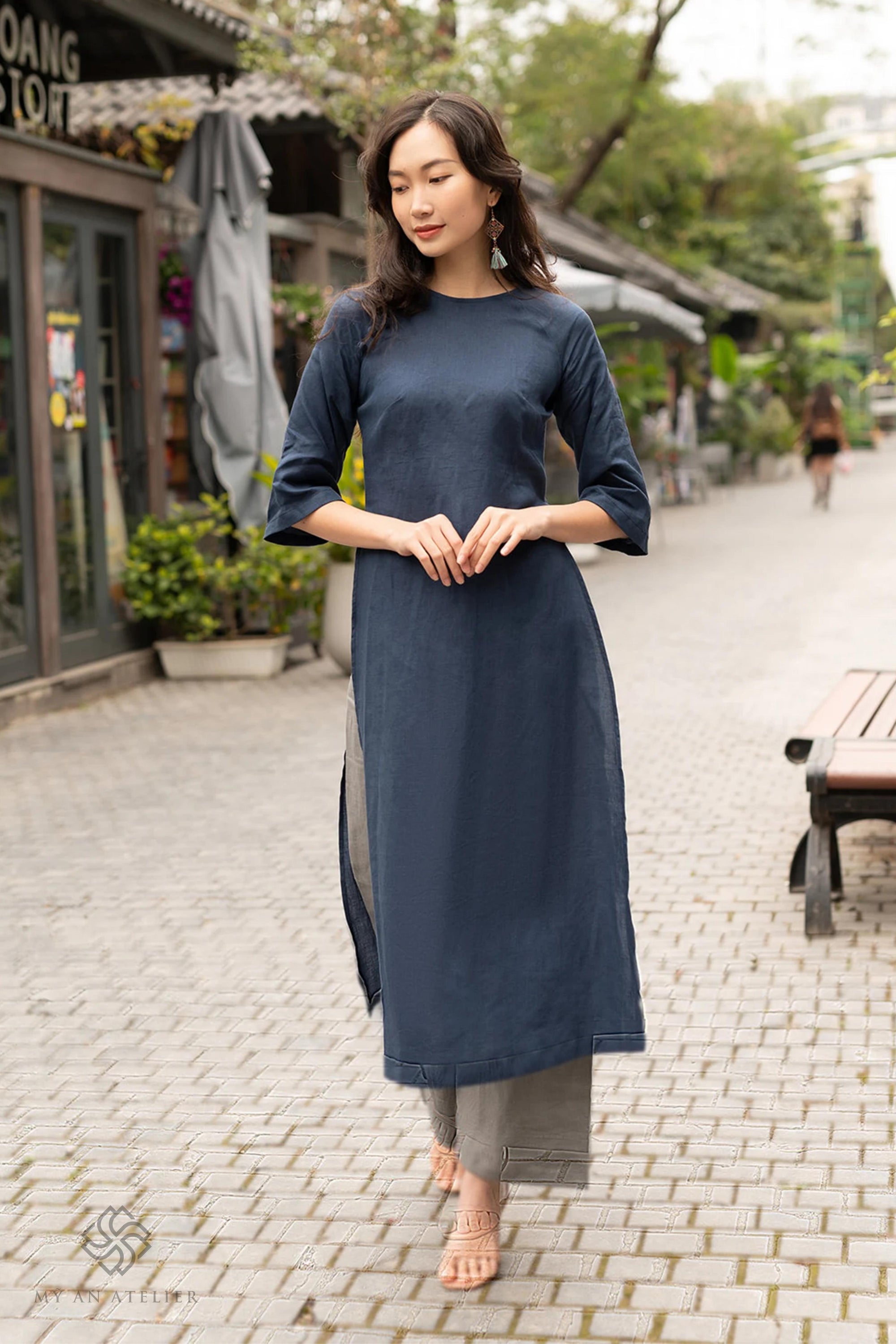 Linen solid color ao dai